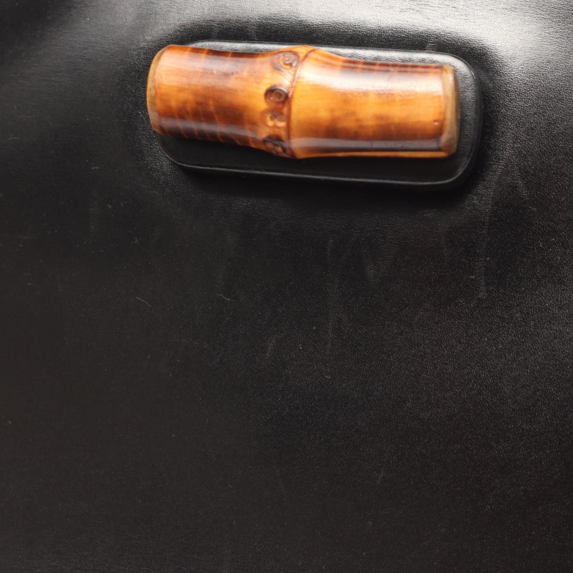 Gucci Bamboo Black Leather Handbag (Pre-Owned)