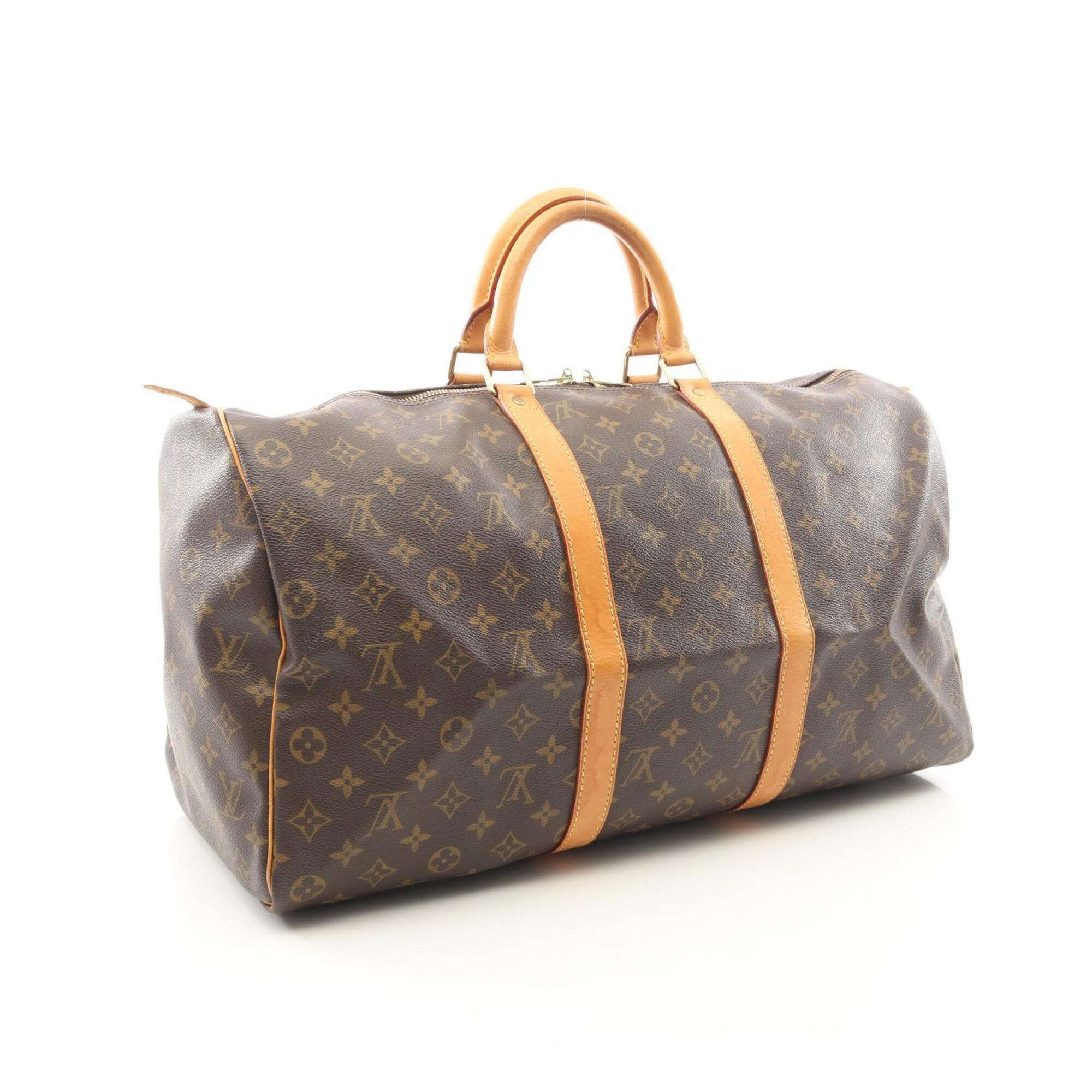 Louis Vuitton Brown Coated Canvas Leather Monogram Boston Bag Handbag (Pre-Owned)