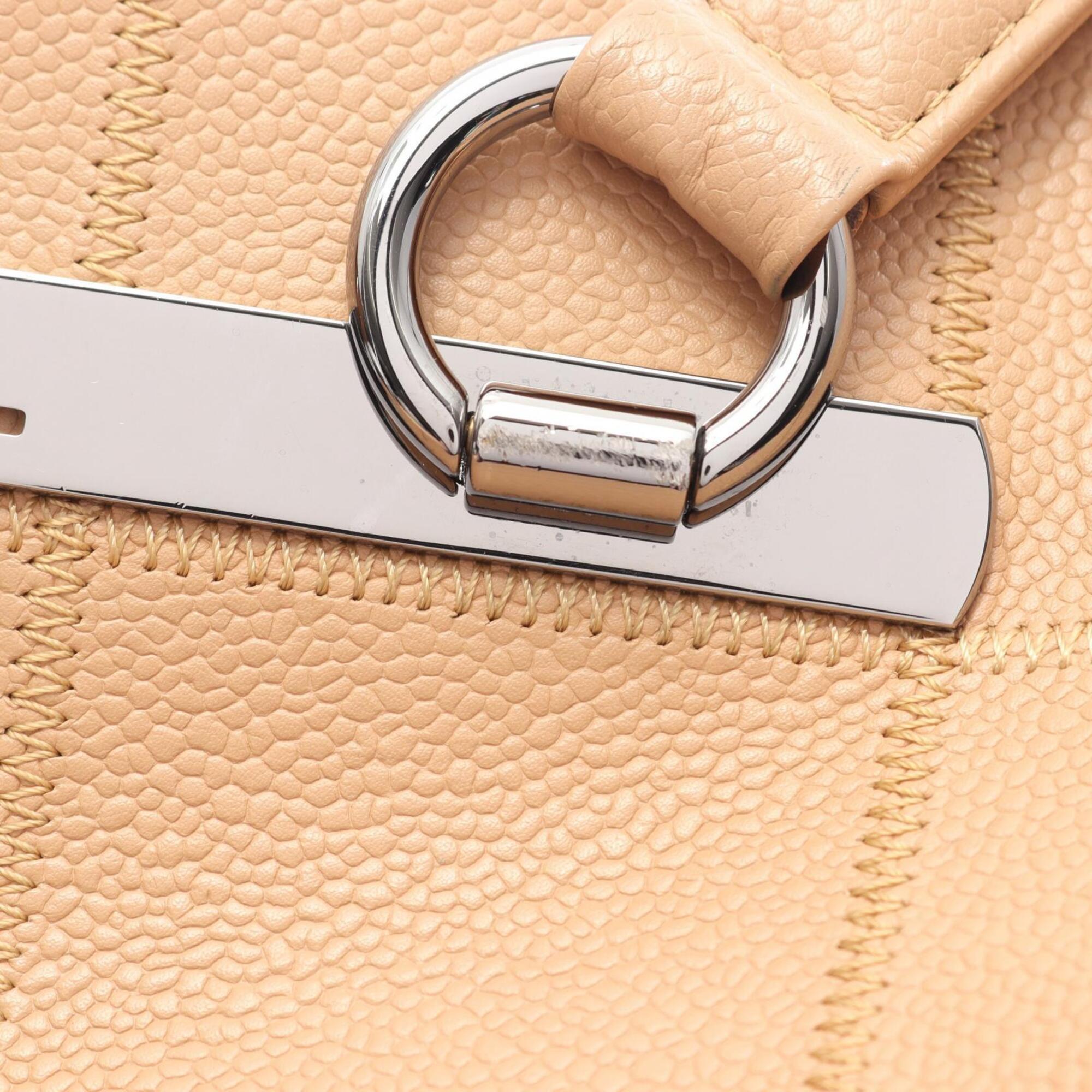Chanel Beige Grained Calfskin Handbag Tote Bag (Pre-Owned)