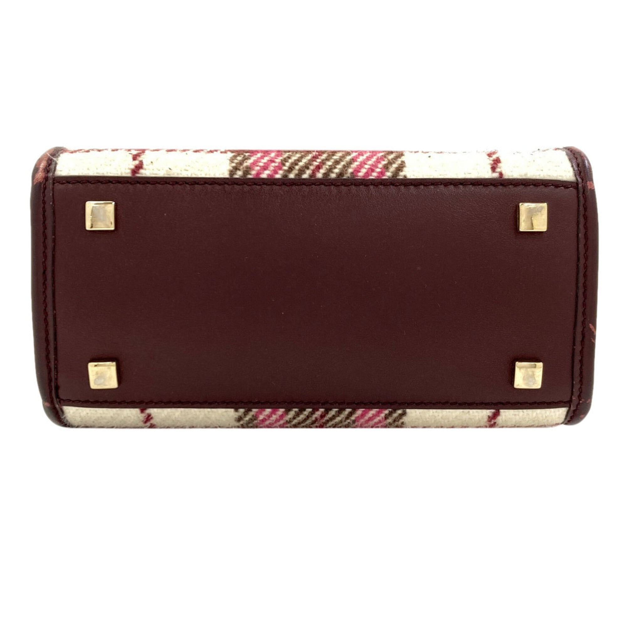 Jimmy Choo Beige Bordeaux Pink Wool Leather Handbag (Pre-Owned)