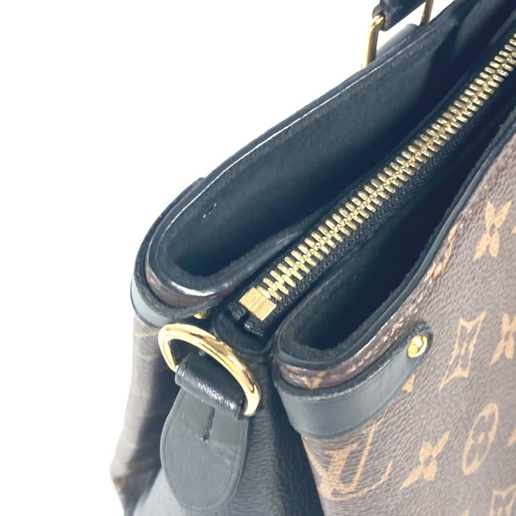 Louis Vuitton Black Brown Monogram Canvas Handbag Tote Bag (Pre-Owned)