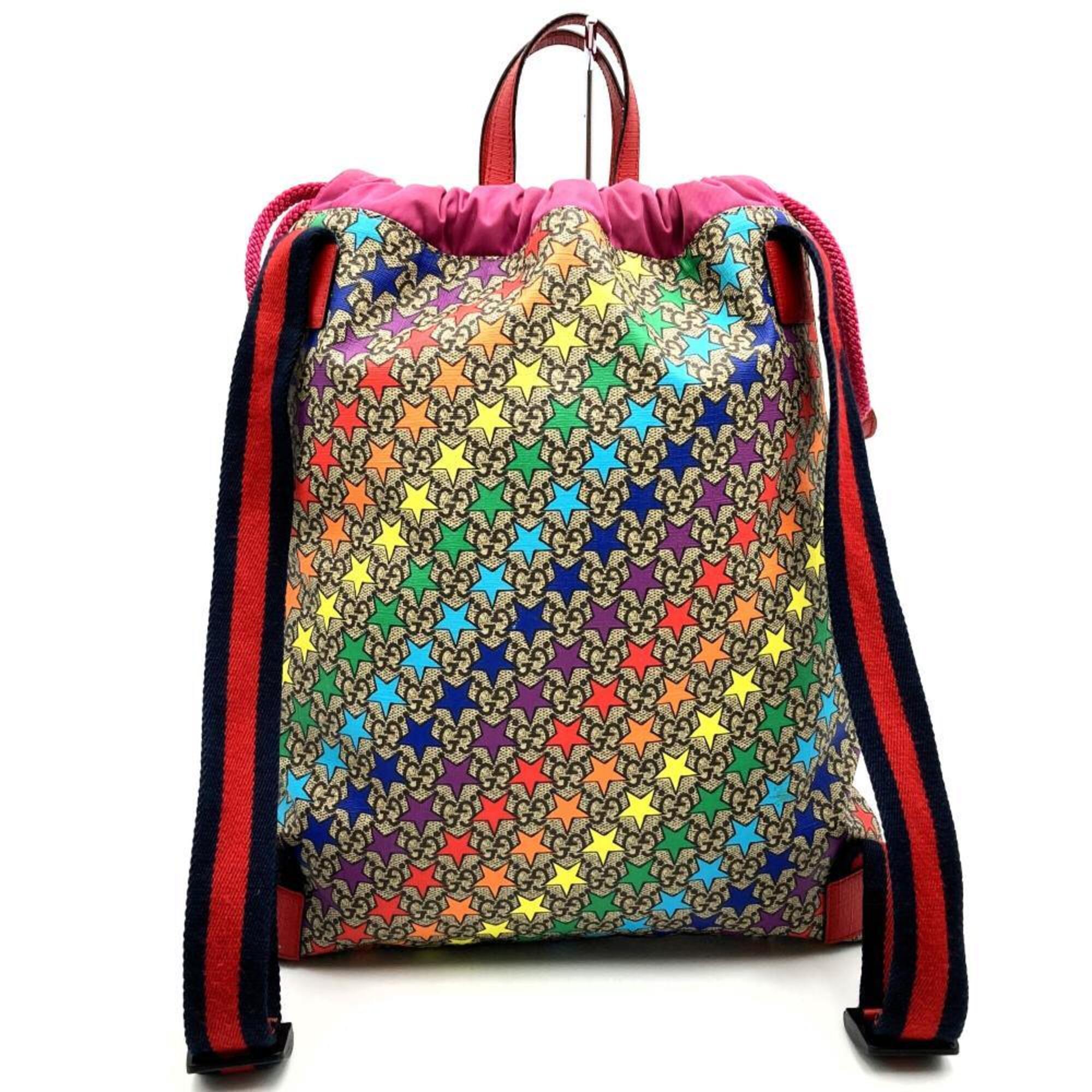Gucci Multi-Color Pink Red Gg Supreme Backpack (Pre-Owned)