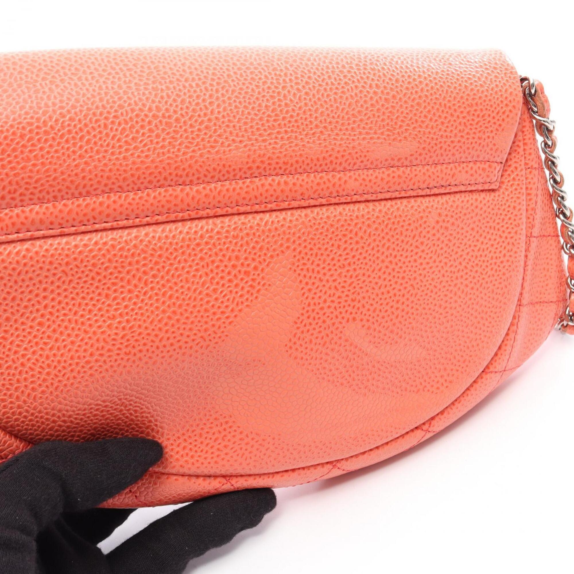 Chanel Orange Leather Handbag Shoulder Bag (Pre-Owned)