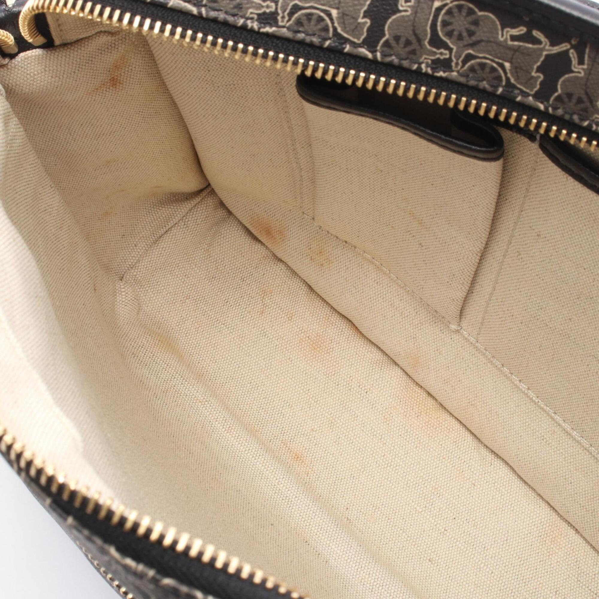 Celine Black Brown Coated Canvas Pvc Leather Handbag Shoulder Bag (Pre-Owned)