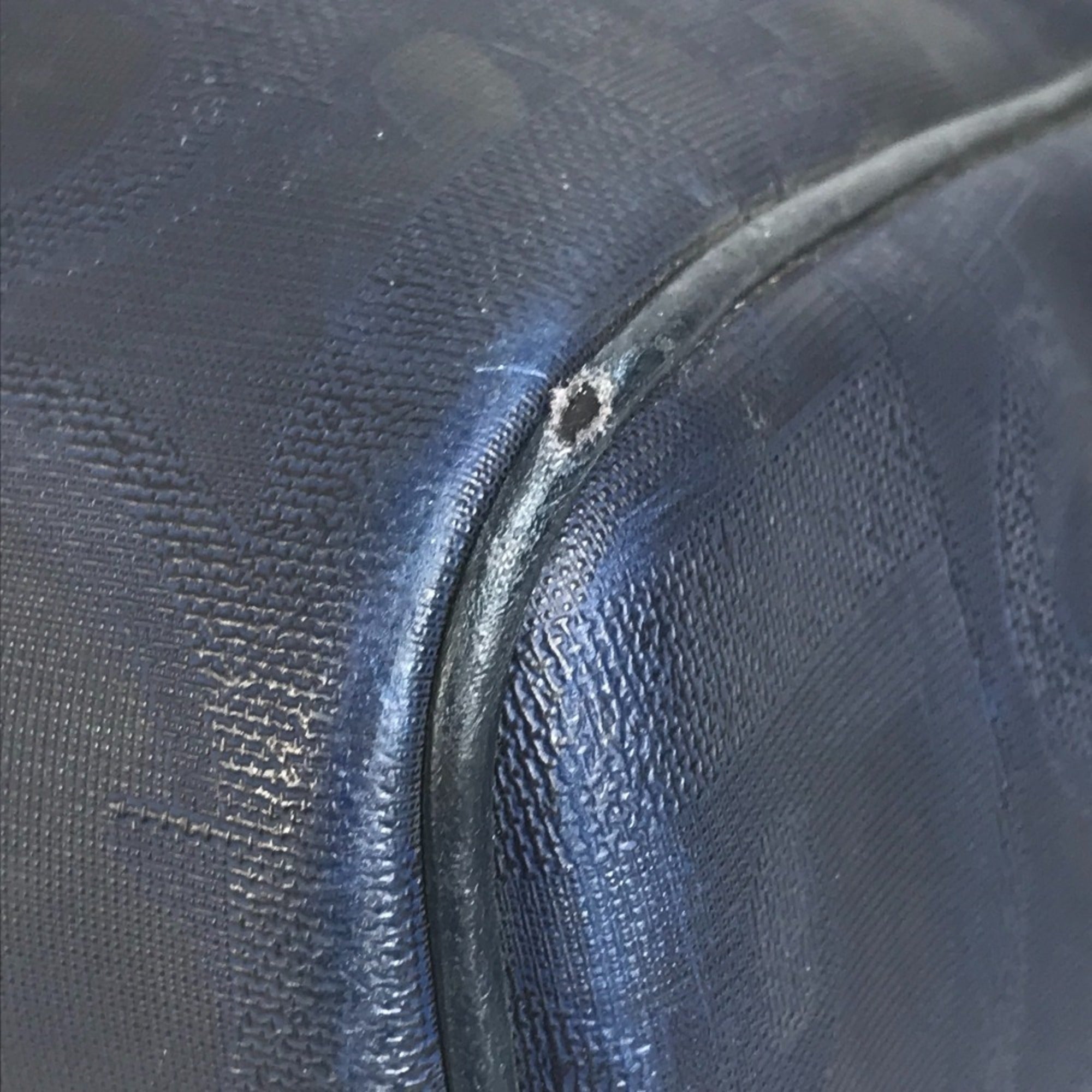 Christian Dior Navy Pvc Leather Boston Bag Handbag (Pre-Owned)