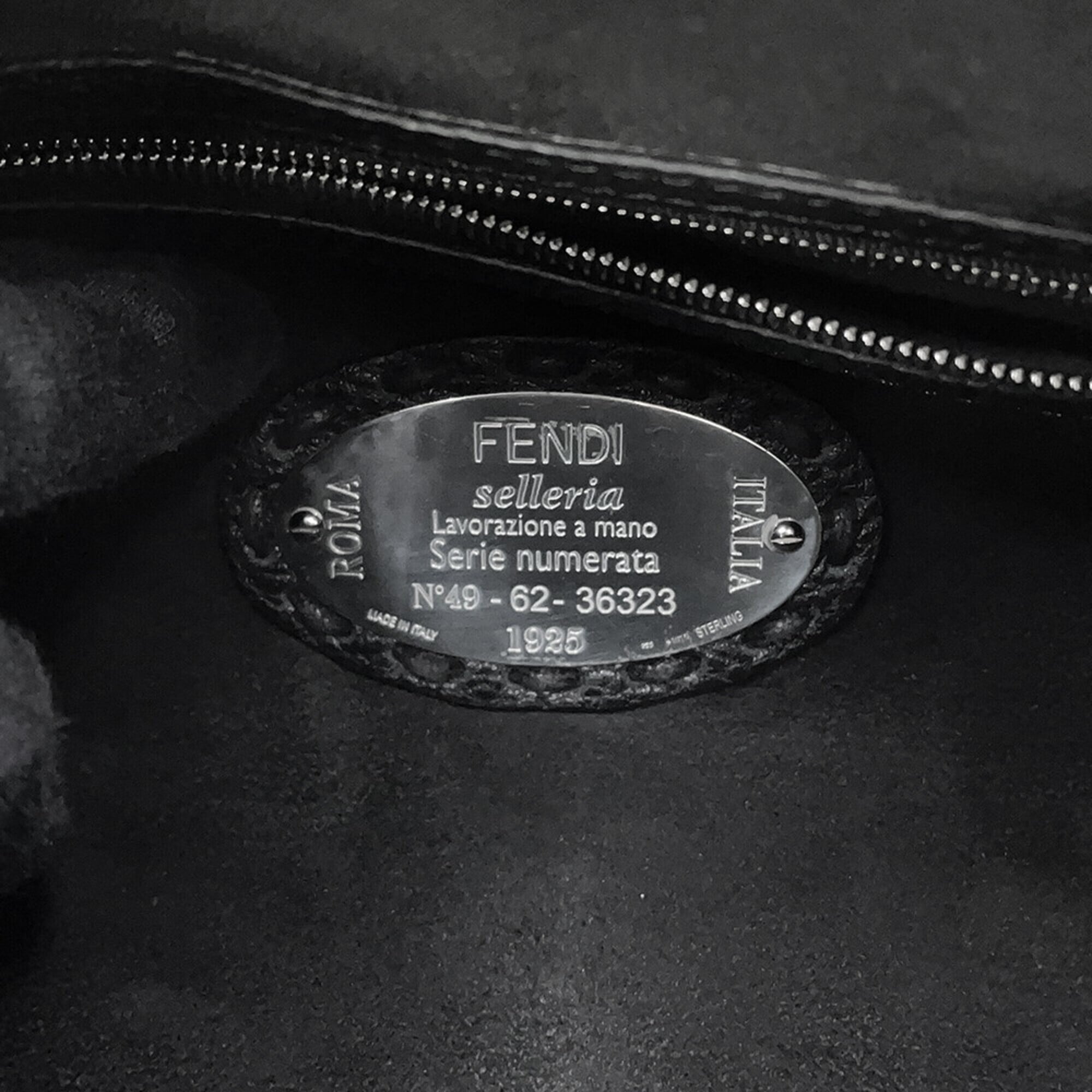 Fendi Selleria Black Leather Handbag Shoulder Bag (Pre-Owned)