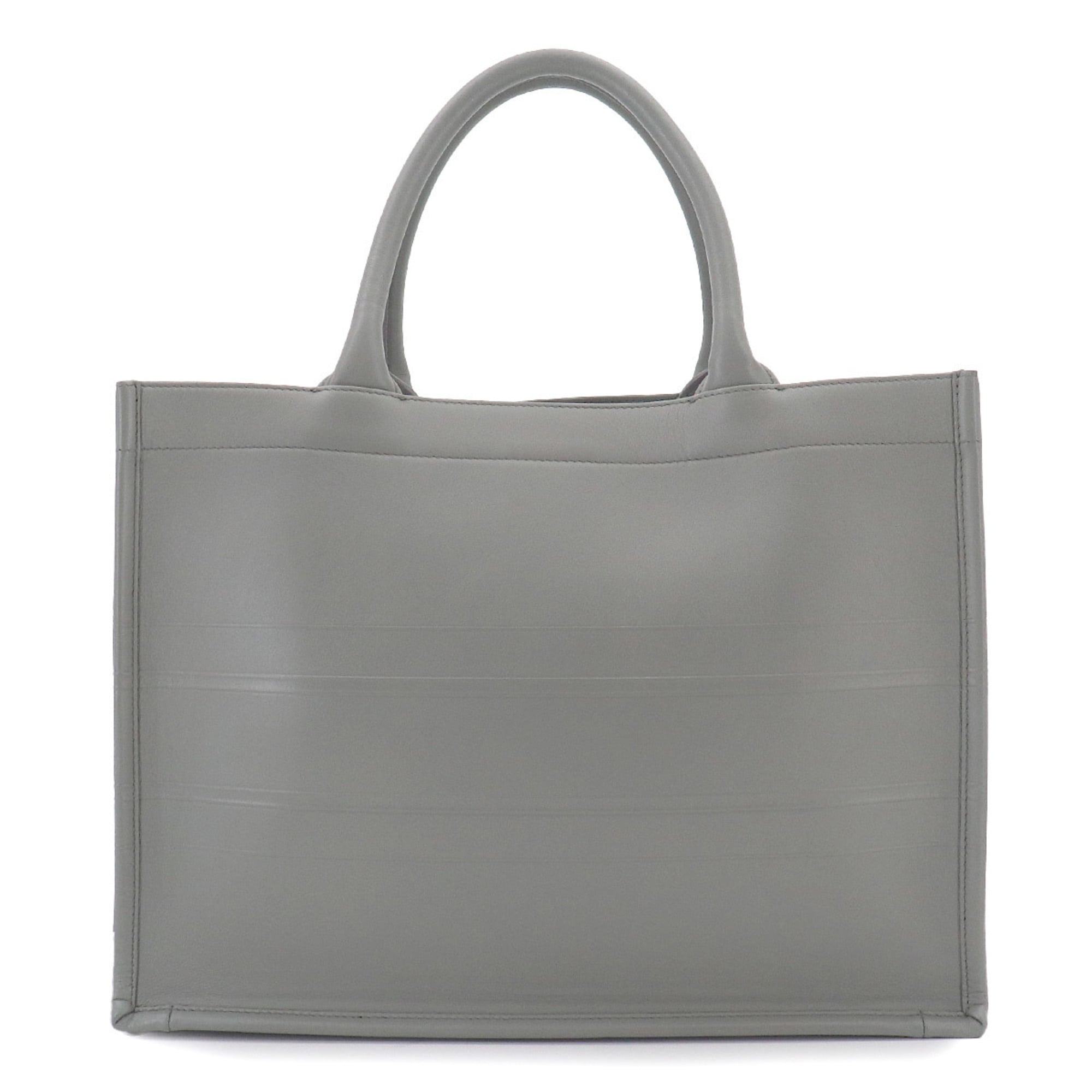 Christian Dior Gray Leather Handbag Tote Bag (Pre-Owned)