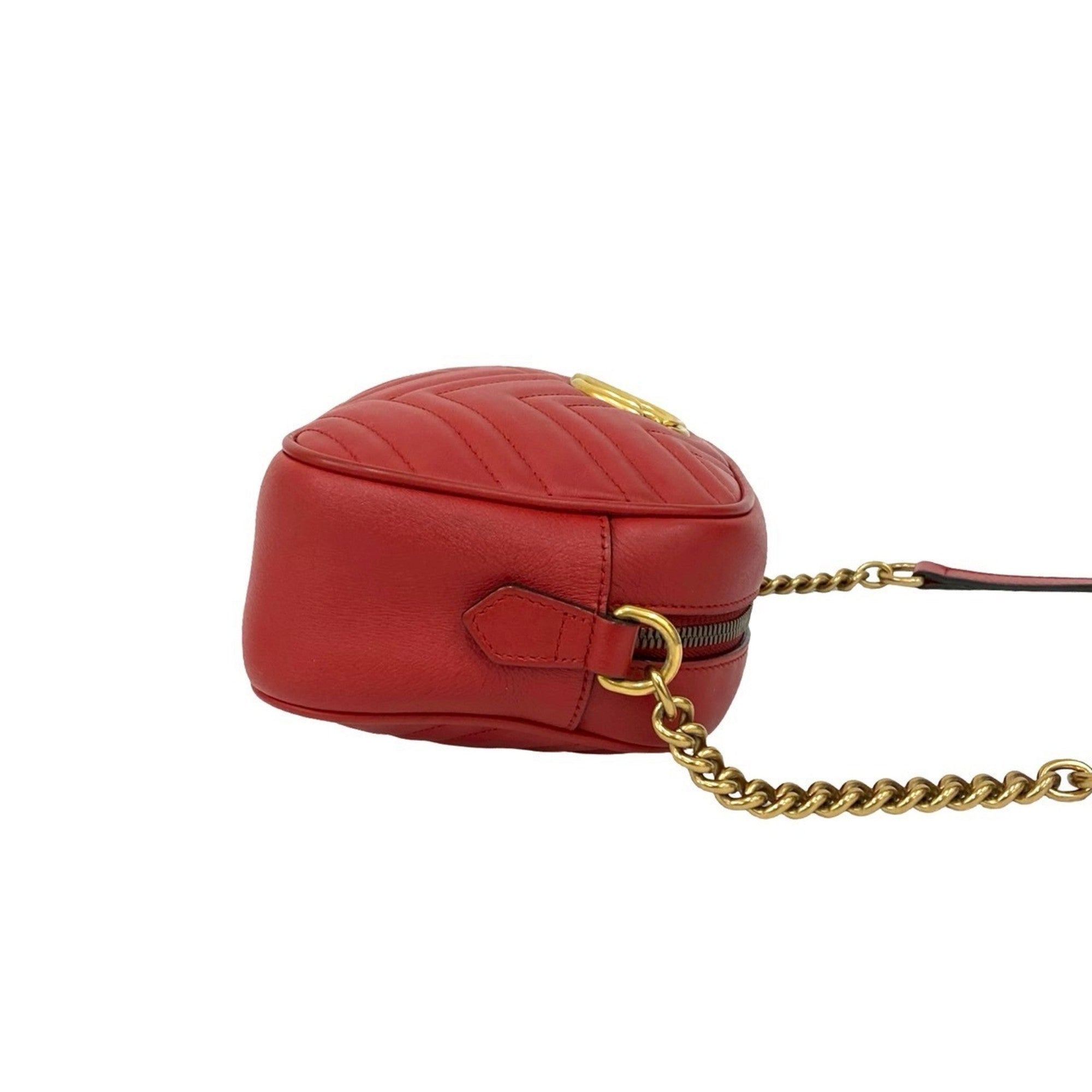 Gucci Red Color Leather Pochette Shoulder Bag (Pre-Owned)