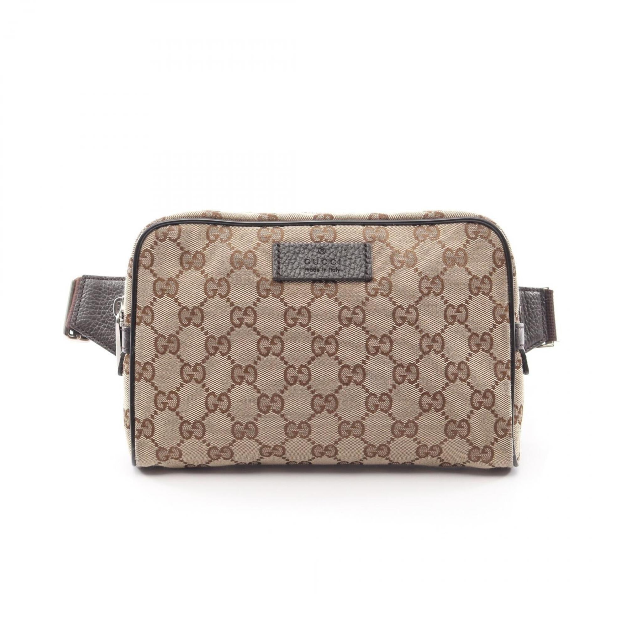 Gucci Beige Brown Gg Canvas Leather Fanny Pack (Pre-Owned)