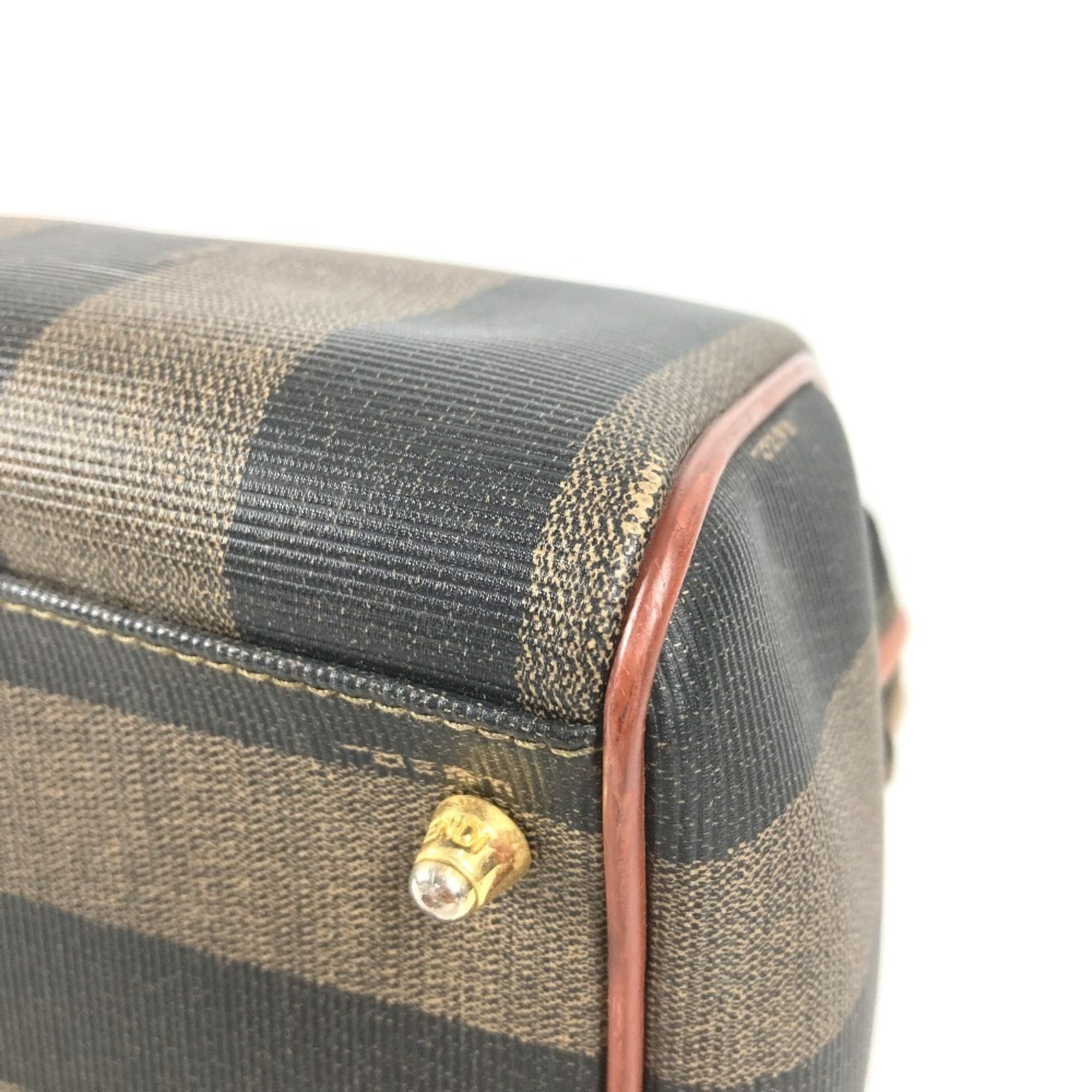 Fendi Khaki Pvc Leather Boston Bag Handbag (Pre-Owned)