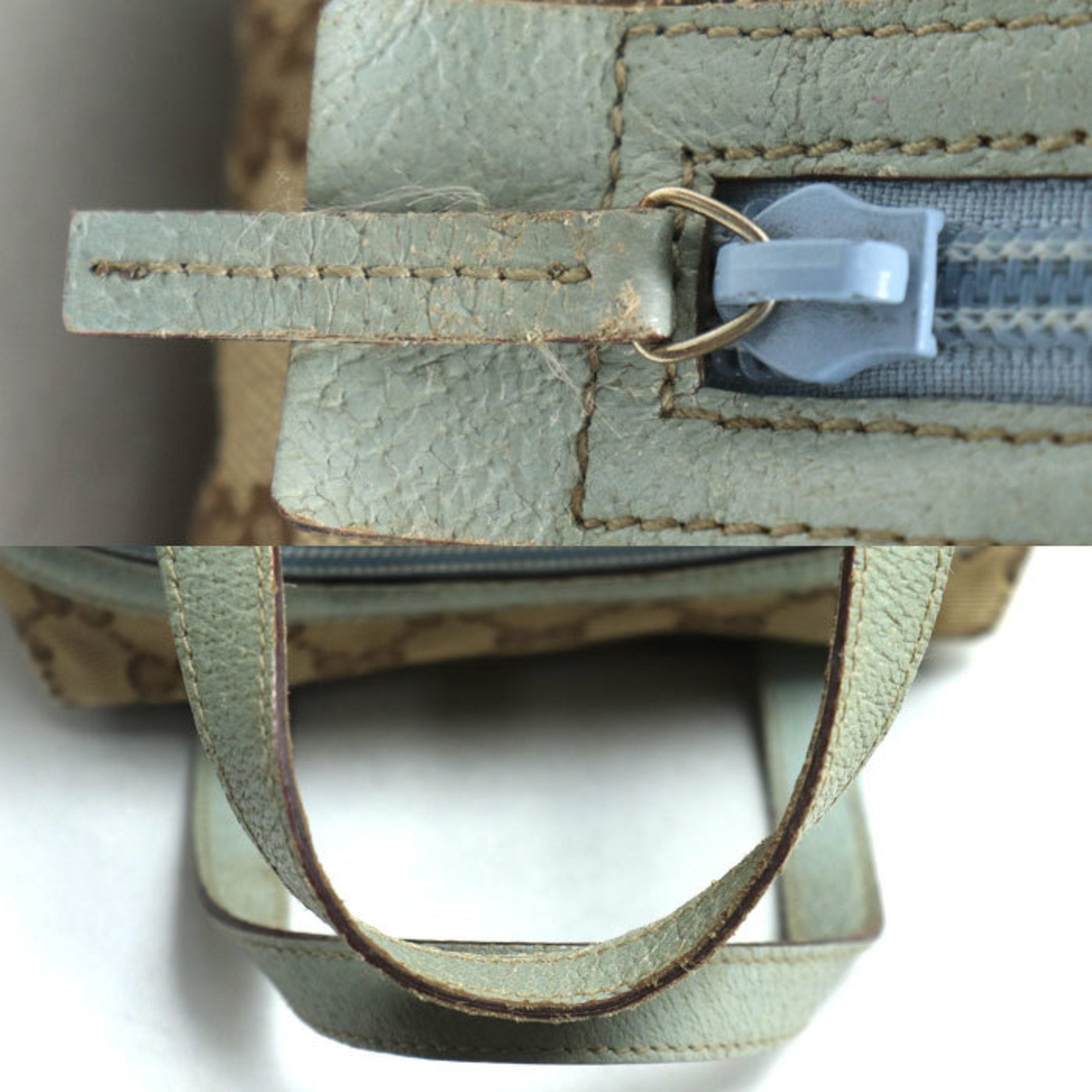 Gucci Gg Canvas Beige Gg Canvas Leather Handbag (Pre-Owned)