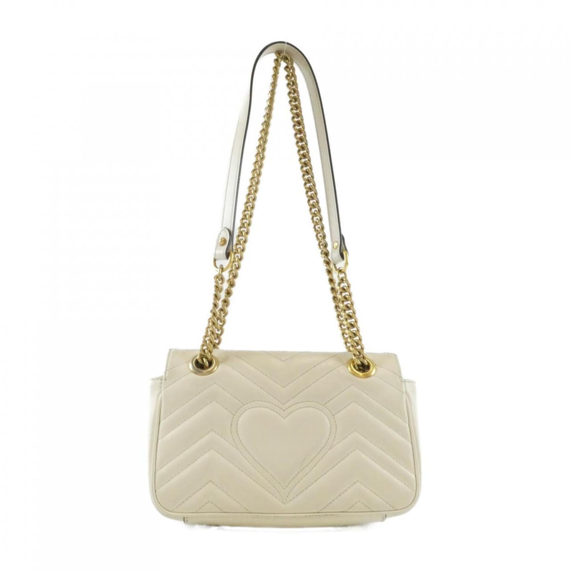 Gucci Gg Marmont White Leather Shoulder Bag (Pre-Owned)