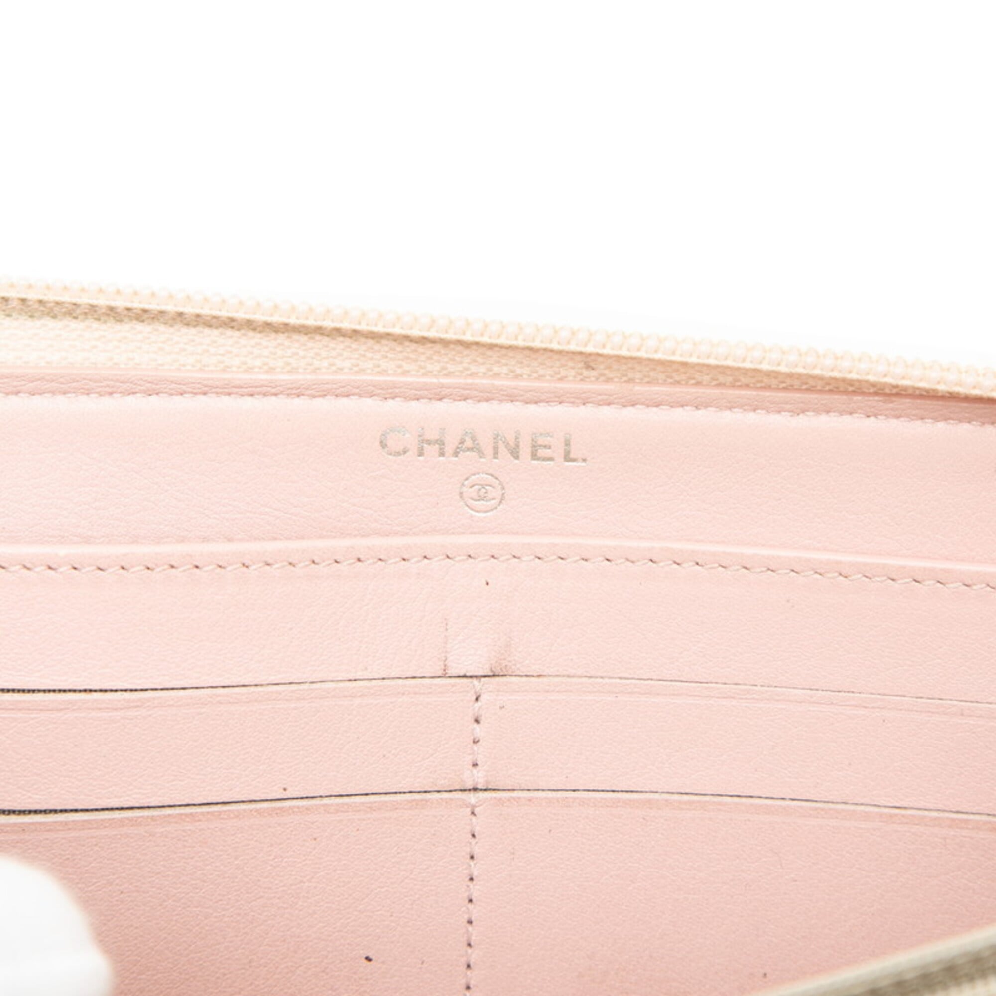 Chanel Pink Grained Calfskin Long Wallet (Bi-Fold) (Pre-Owned)