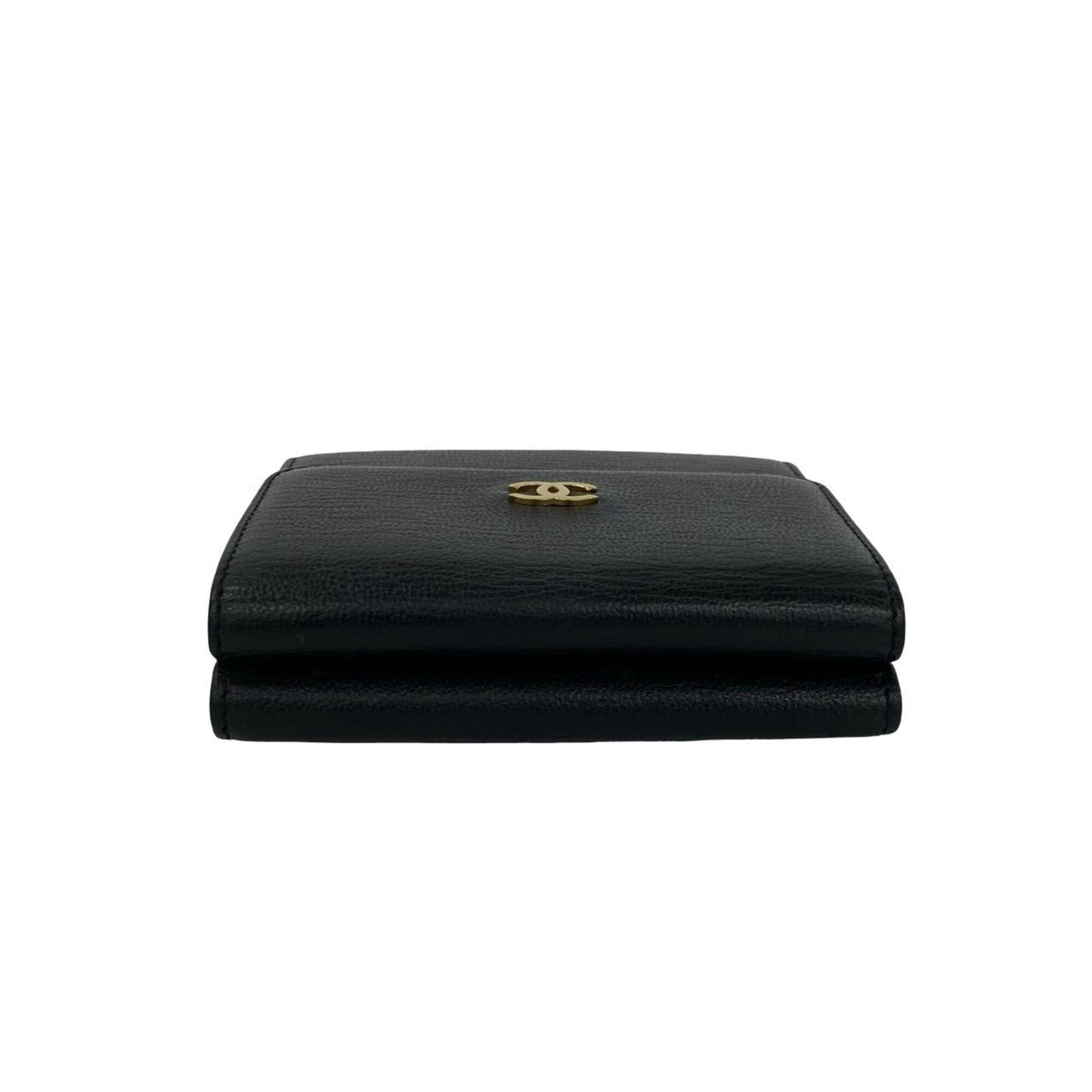 Chanel Black Leather Wallet (Tri-Fold) (Pre-Owned)