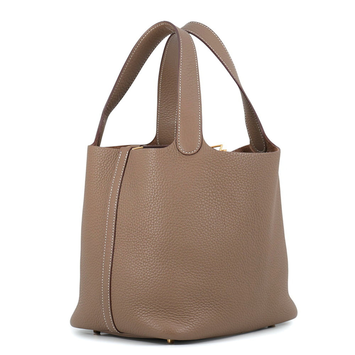 Hermes Etoupe Gray Taurillon Clemence Leather Handbag Tote Bag (Pre-Owned)