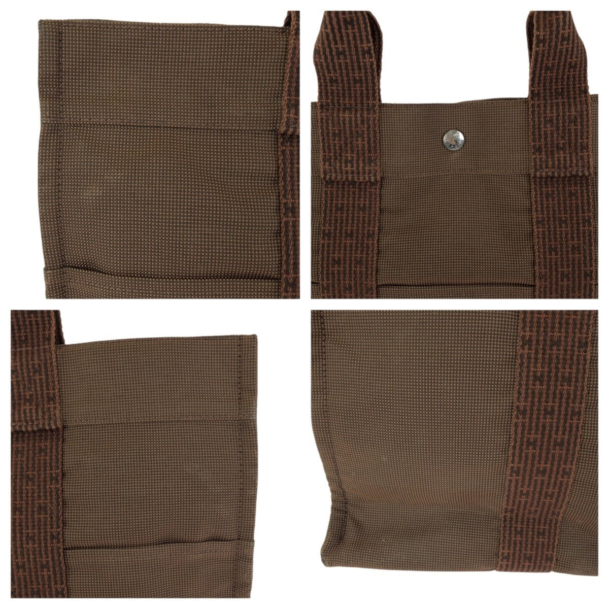 Hermes Brown Polyamide Polyester Handbag Tote Bag (Pre-Owned)