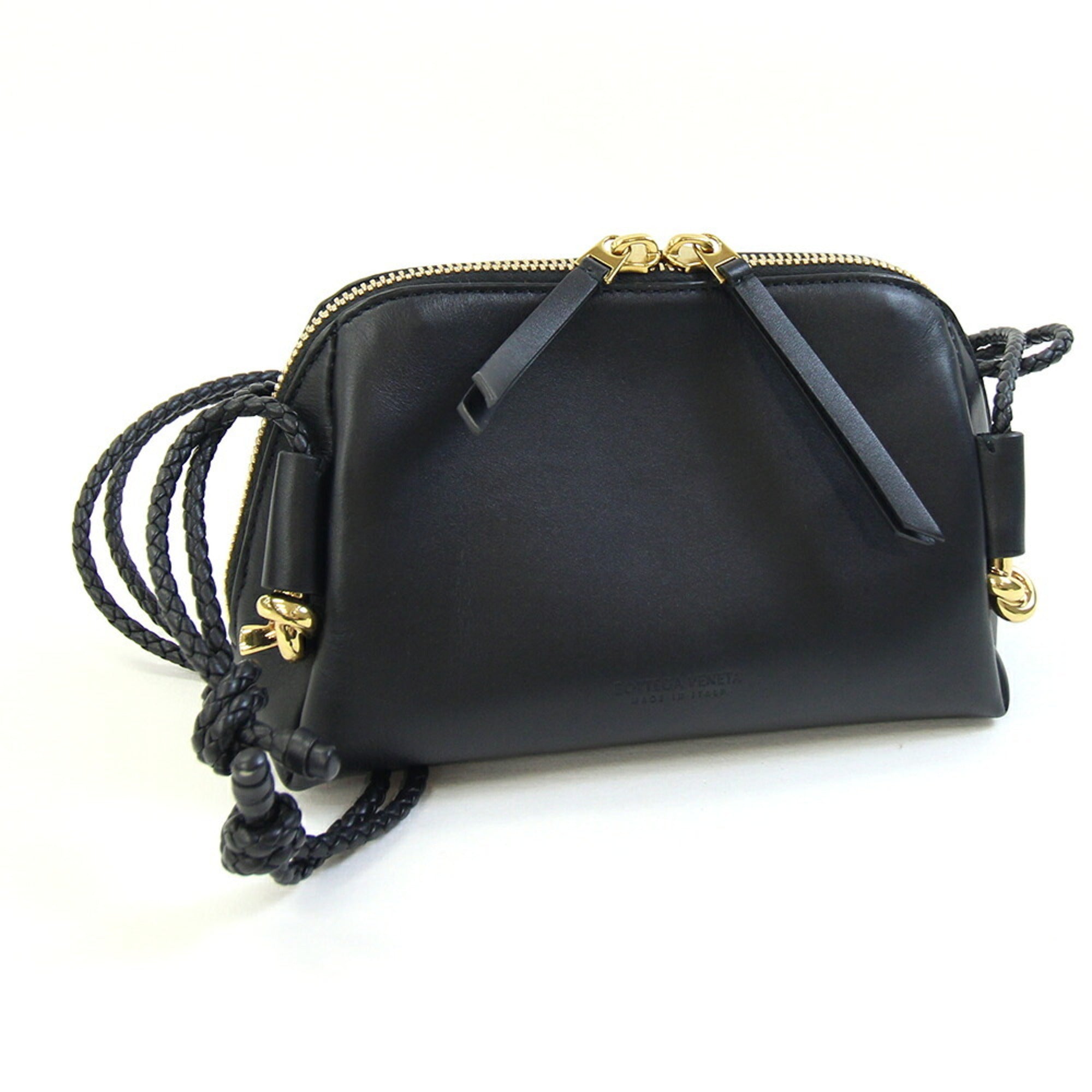 Bottega Veneta Black Leather Pochette Pouch Shoulder Bag (Pre-Owned)