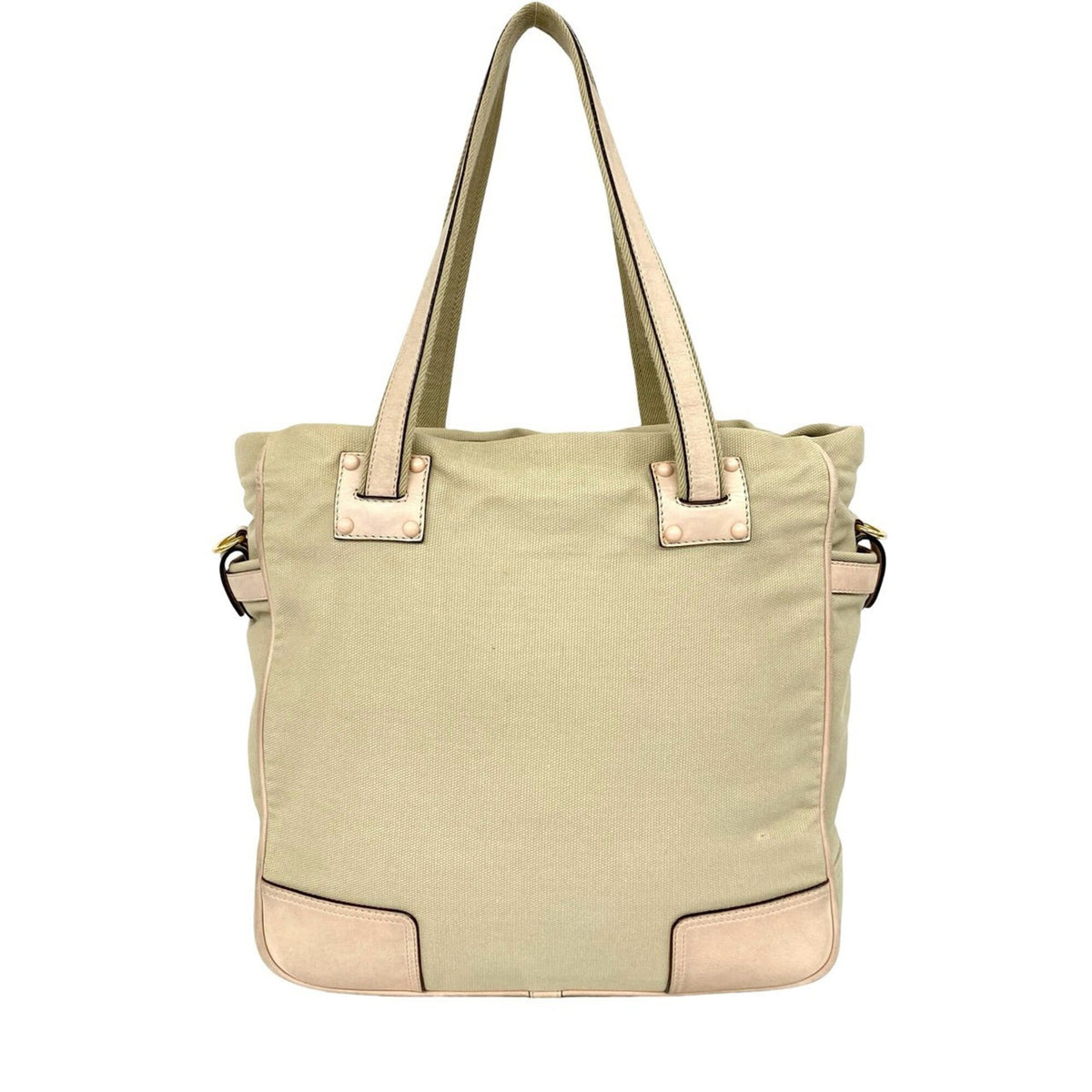 Loewe Beige Pink Canvas Leather Shoulder Bag Tote Bag (Pre-Owned)