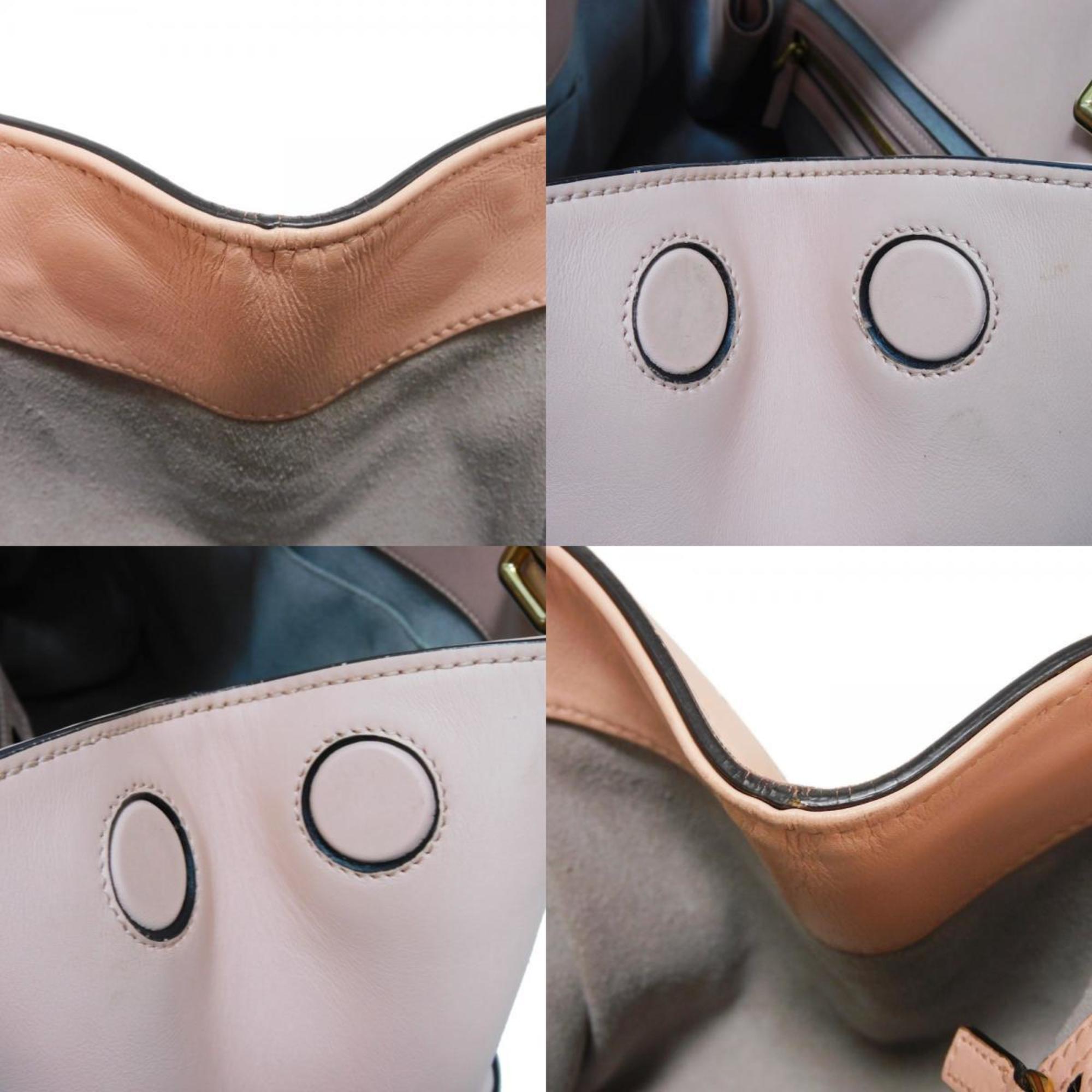 Gucci Light Pink Bamboo Leather Handbag (Pre-Owned)