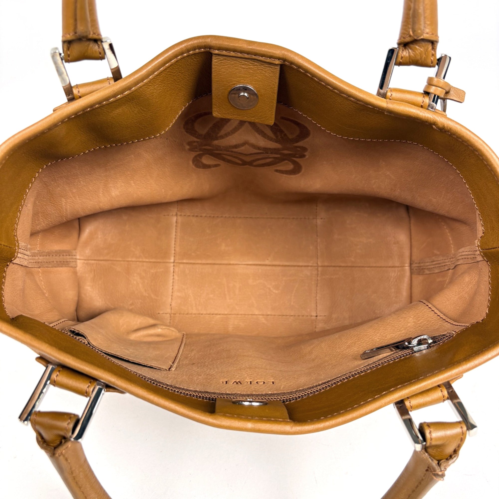 Loewe Brown Suede Leather Handbag Tote Bag (Pre-Owned)