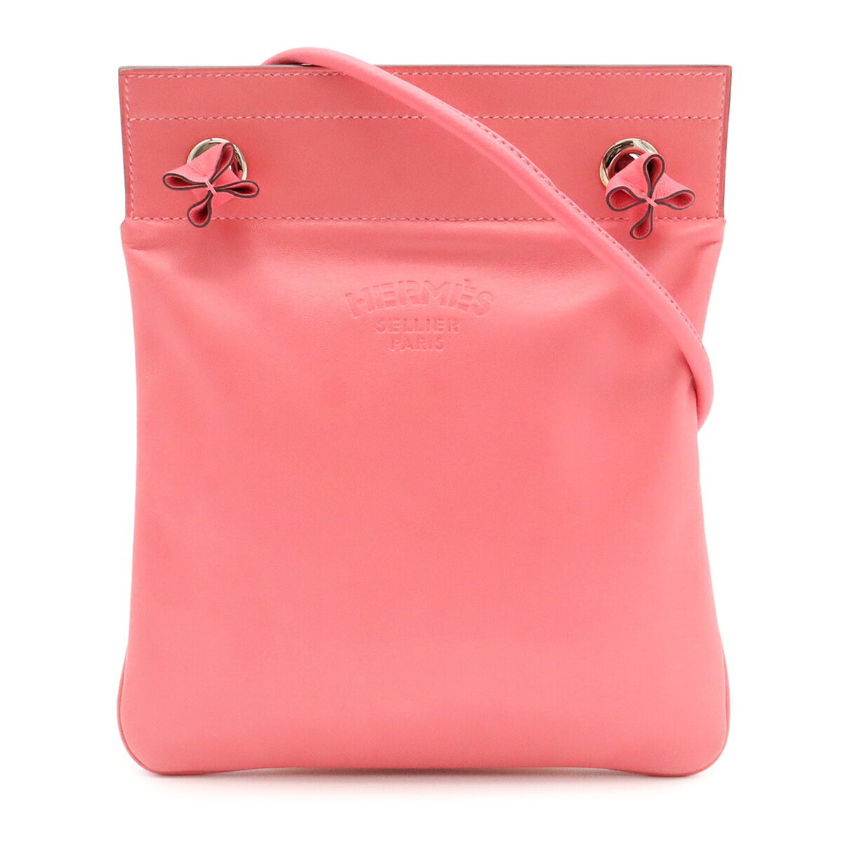 Hermes Rose Azalee Swift Leather Pochette Shoulder Bag (Pre-Owned)