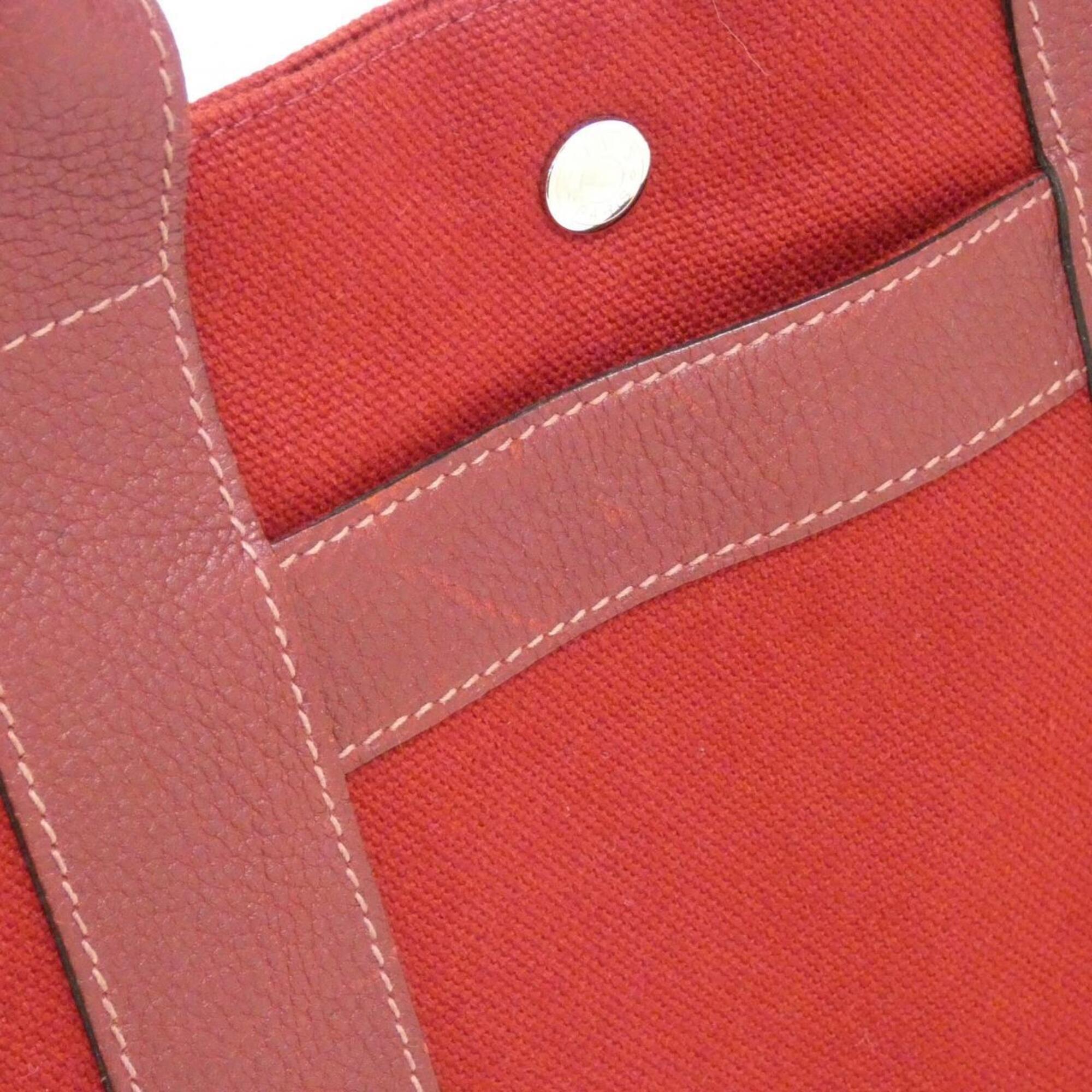 Hermes Rouge H Canvas Handbag (Pre-Owned)