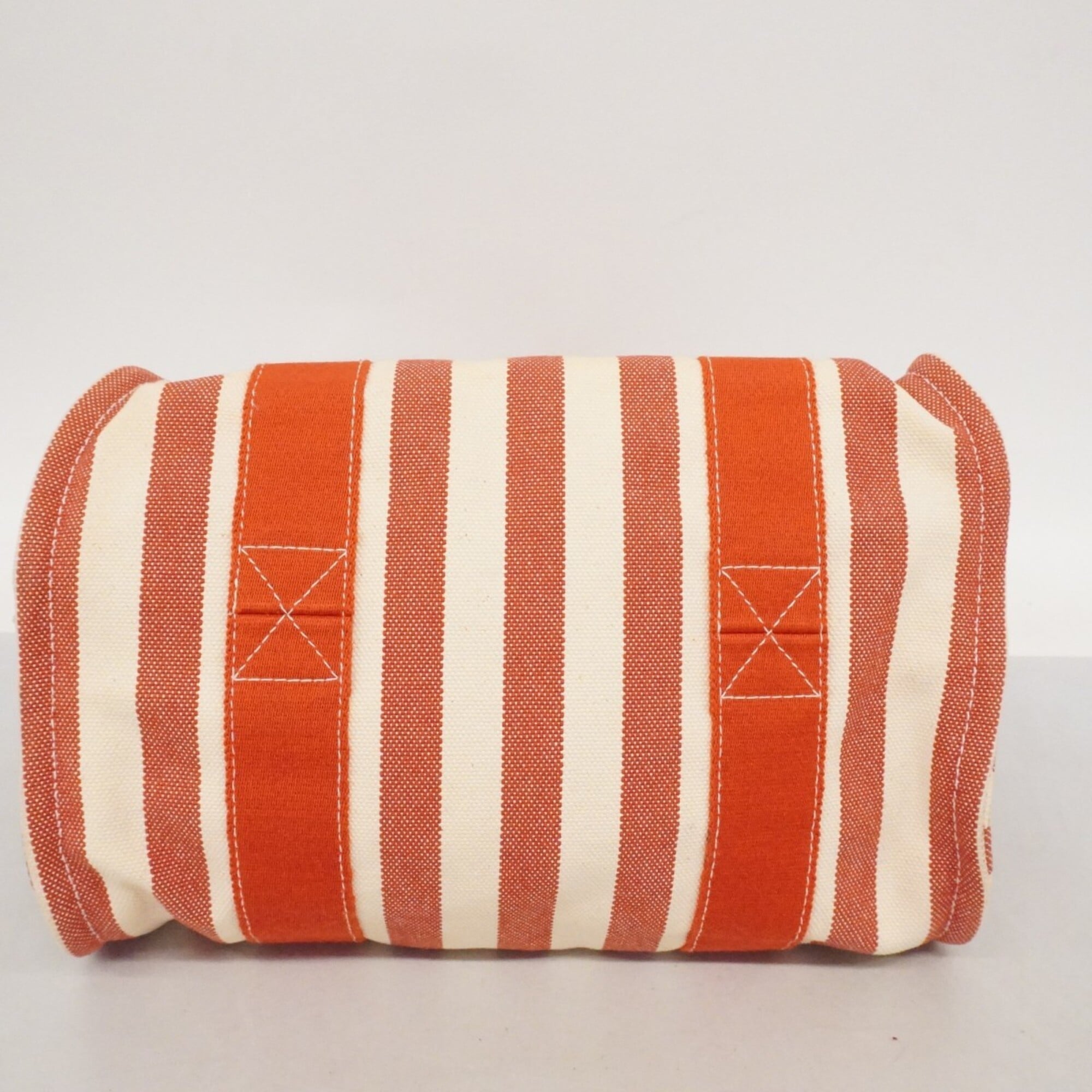 Hermes Red Color White Canvas Tote Bag (Pre-Owned)