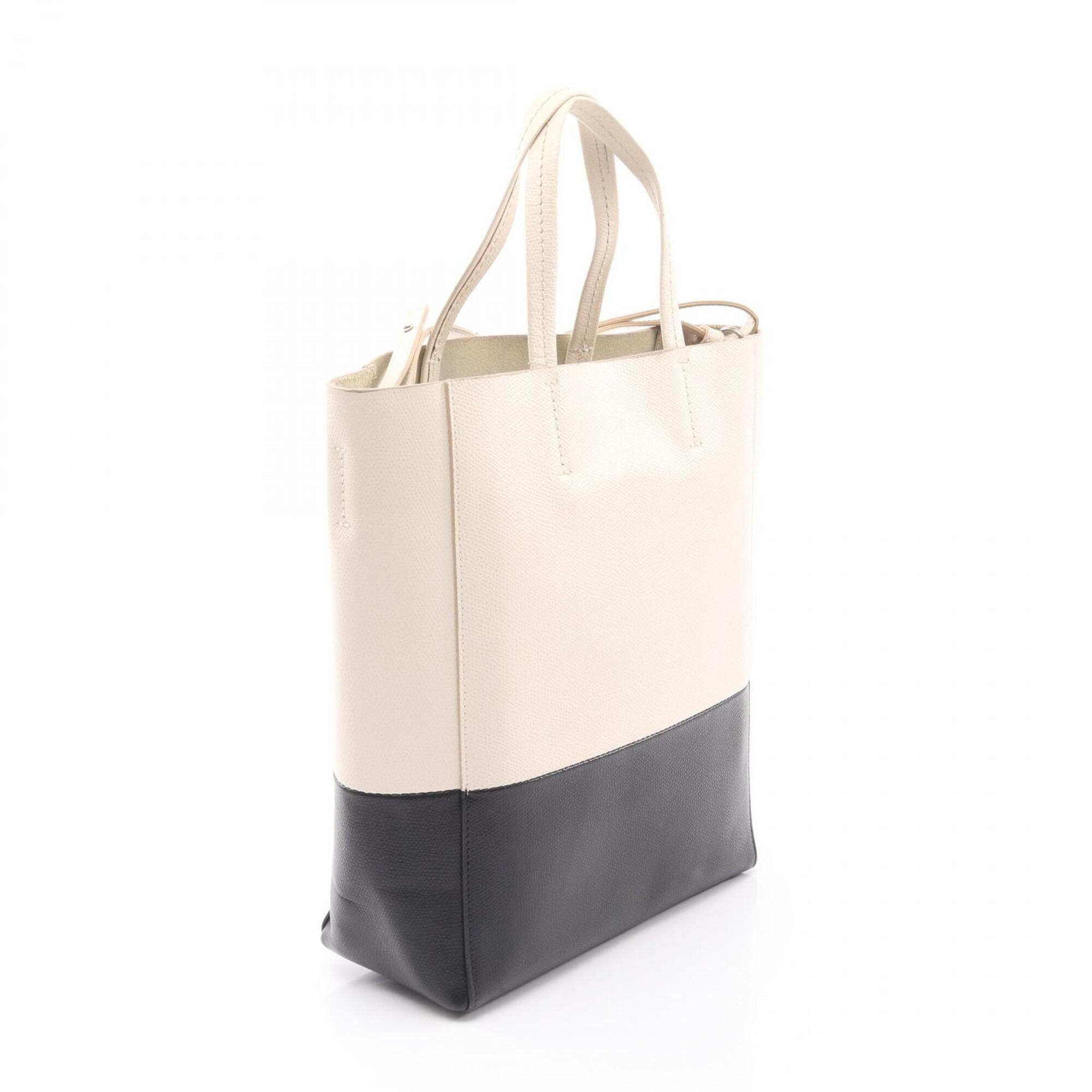 Celine Black White Leather Handbag Tote Bag (Pre-Owned)