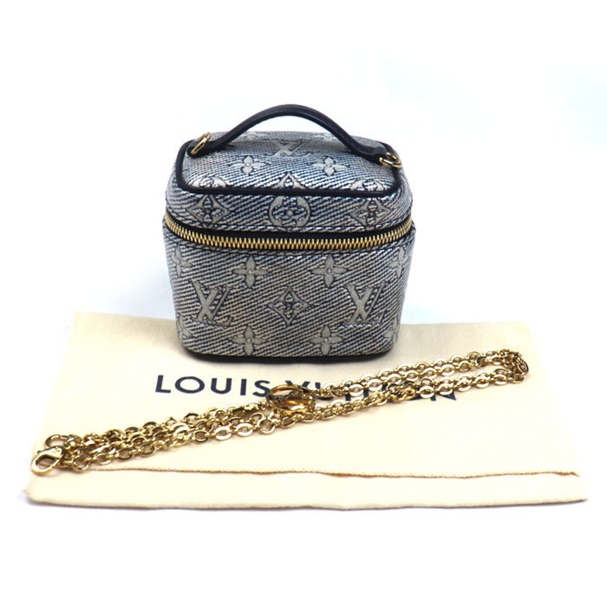 Louis Vuitton Navy Jacquard Denim Shoulder Bag Vanity Bag (Pre-Owned)