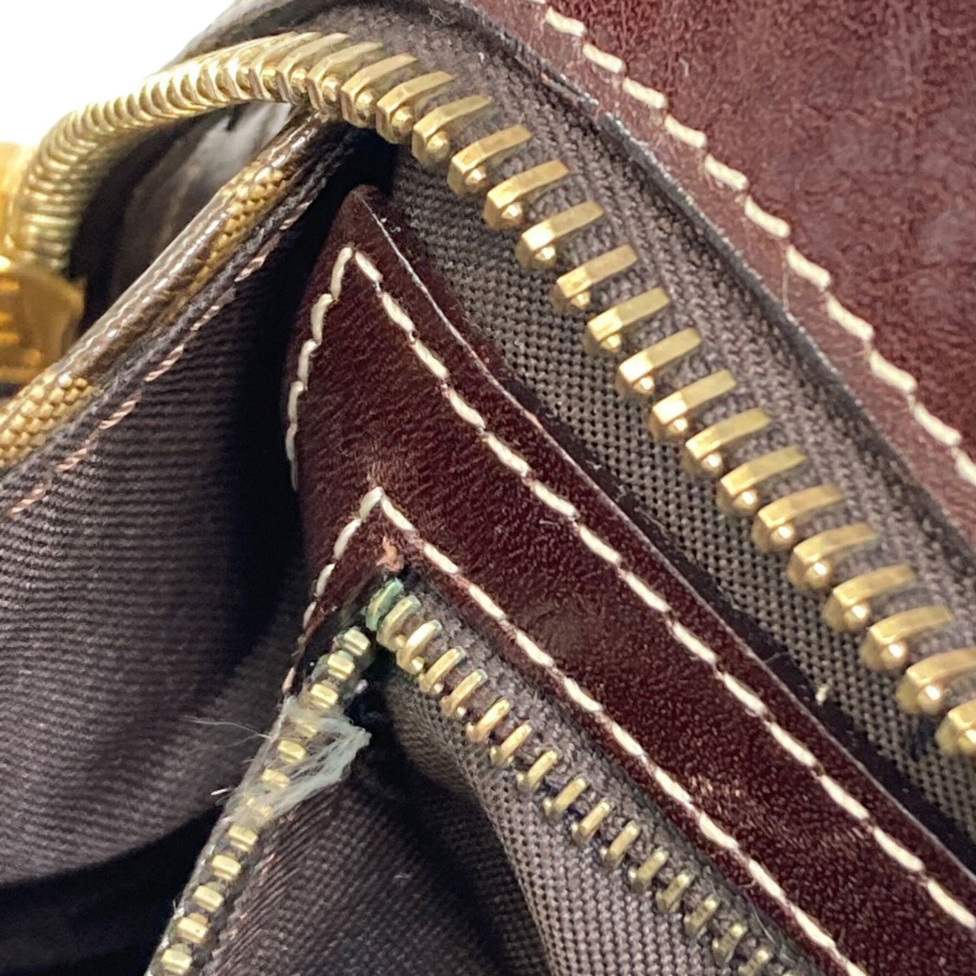 Fendi Zucchino Brown Leather Handbag (Pre-Owned)