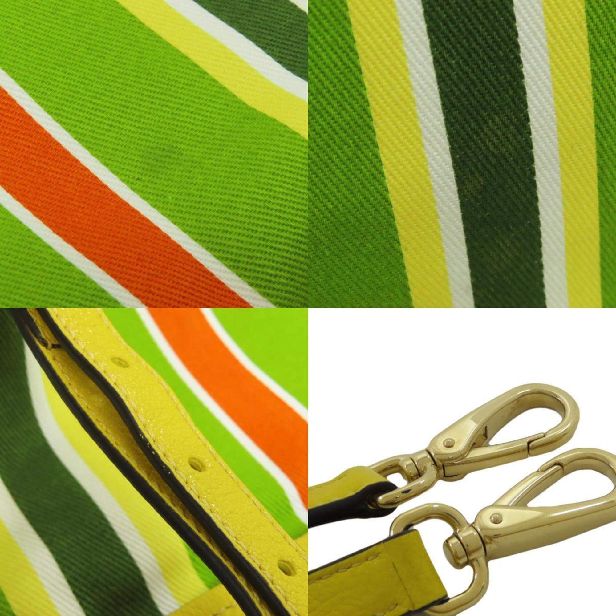 Miu Miu Green Yellow Canvas Tote Bag (Pre-Owned)