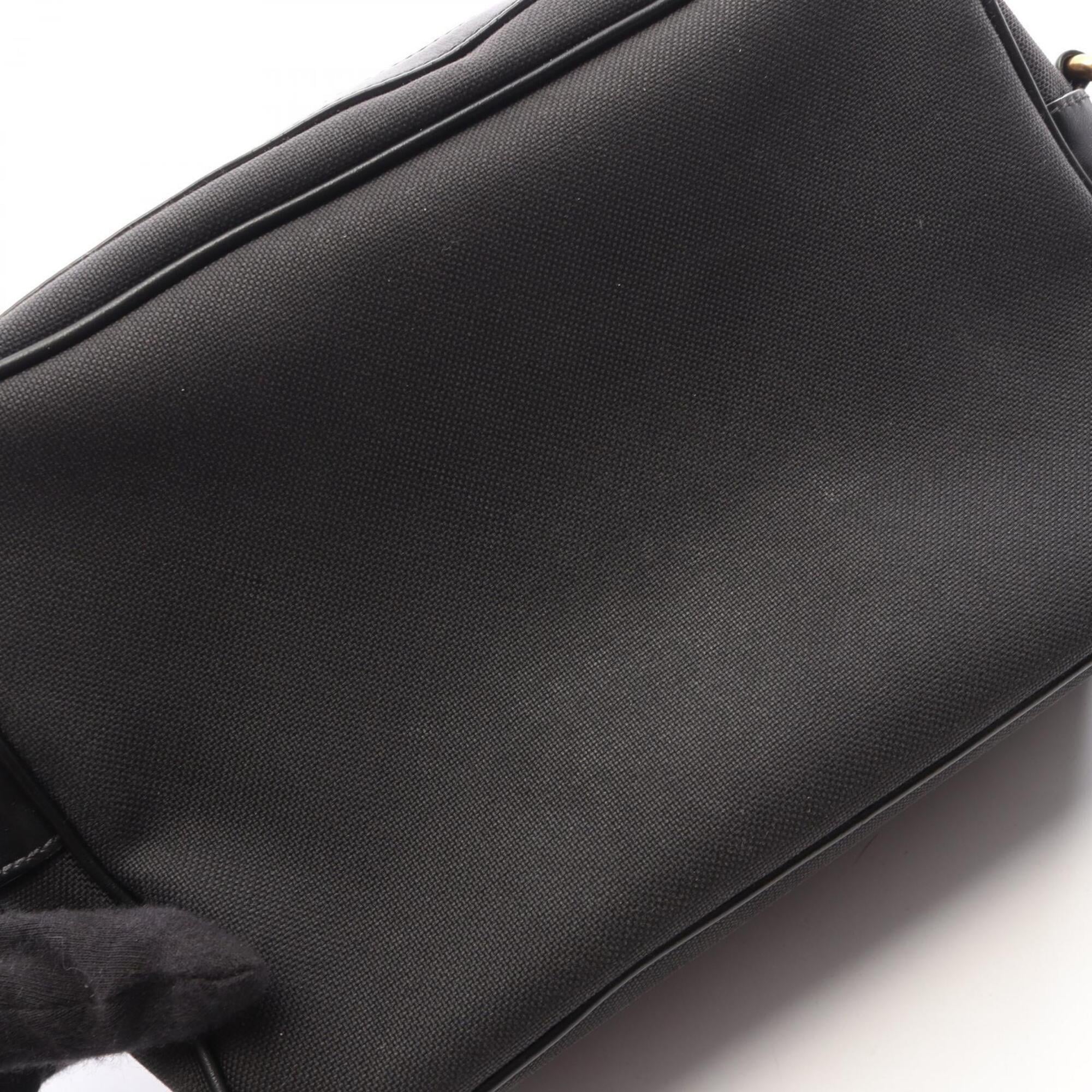 Prada Black Canvas Leather Handbag Shoulder Bag (Pre-Owned)