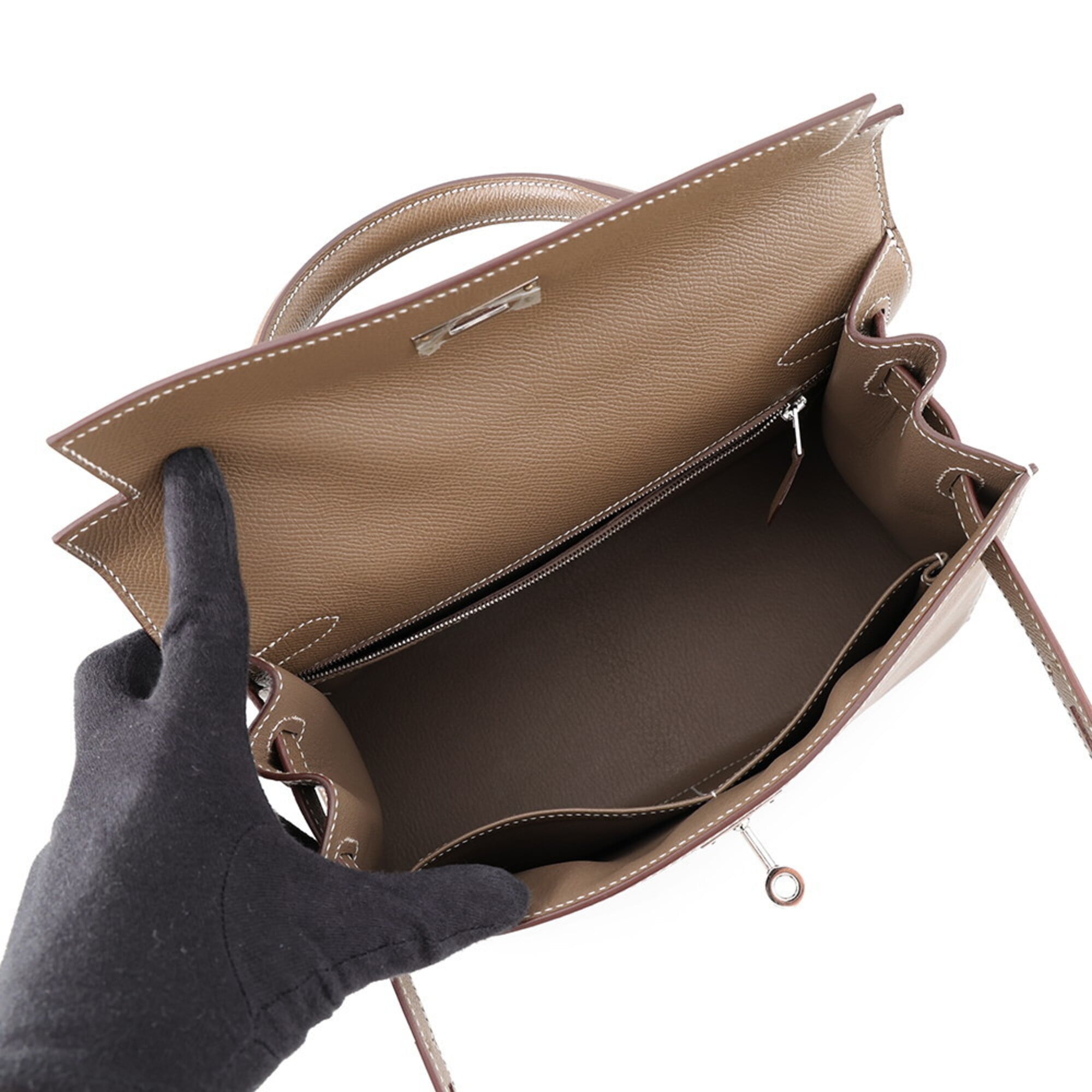 Hermes Kelly Etoupe Gray Epsom Leather Handbag (Pre-Owned)