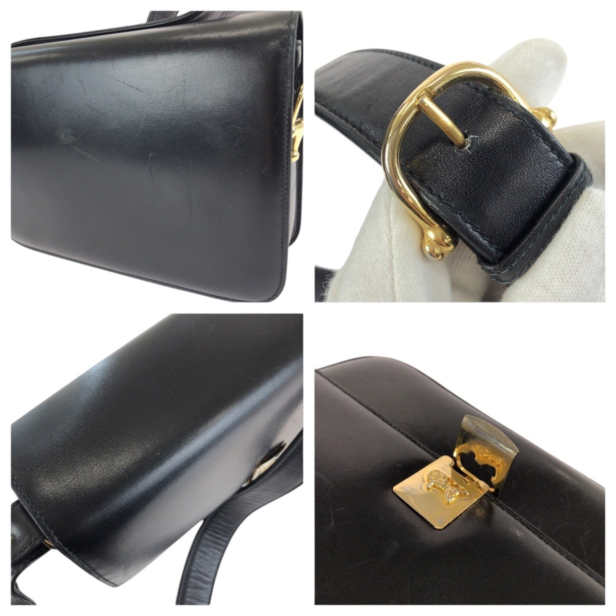 Celine Black Leather Pochette Shoulder Bag (Pre-Owned)