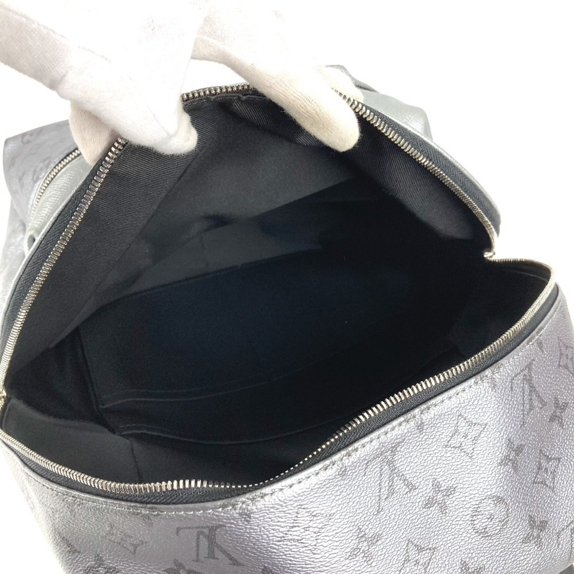 Louis Vuitton Taigarama Silver Taiga Leather Monogram Backpack (Pre-Owned)
