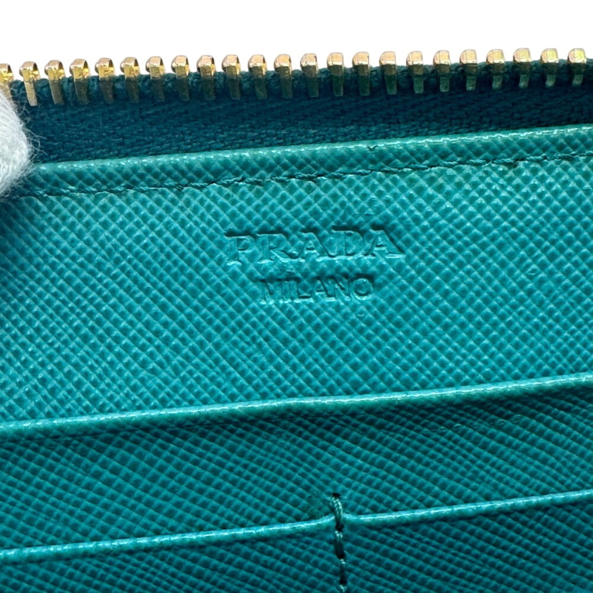 Prada Saffiano Blue Leather Long Wallet (Bi-Fold) (Pre-Owned)