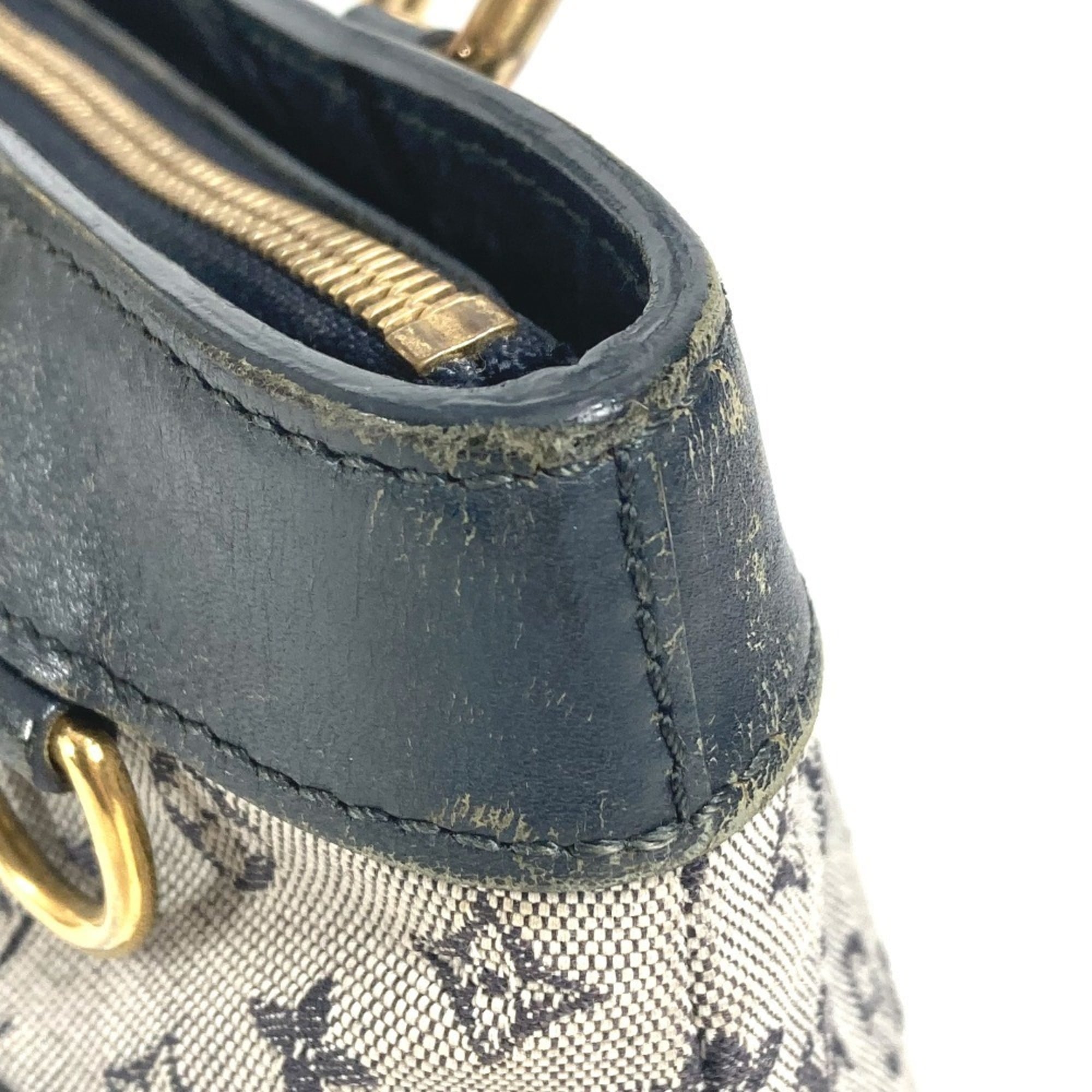 Louis Vuitton Navy Monogram Mini Canvas Leather Handbag Shoulder Bag Tote Bag (Pre-Owned)
