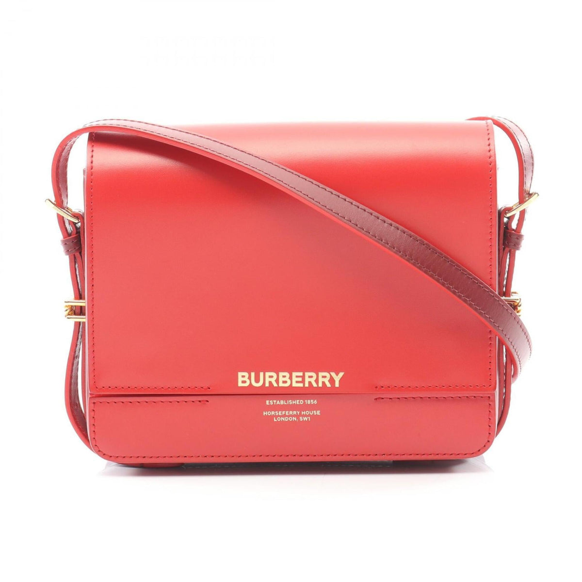 Burberry Bordeaux Red Color Leather Handbag Shoulder Bag (Pre-Owned)