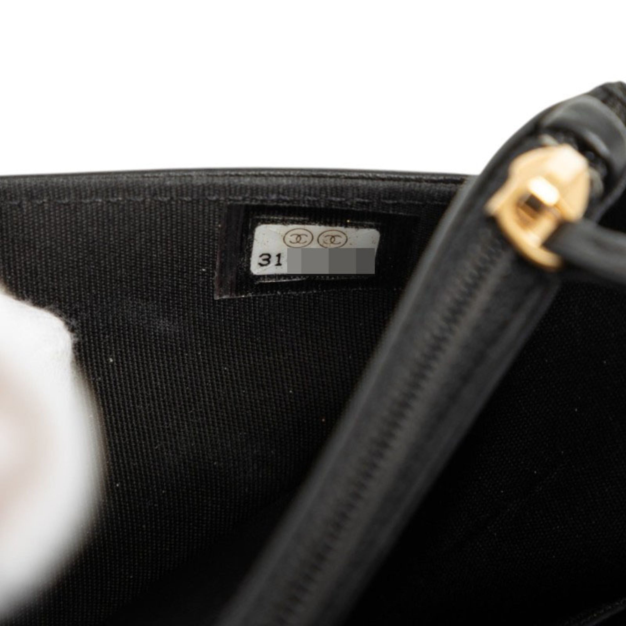 Chanel Boy Chanel Black Leather Chain/Shoulder Wallet (Pre-Owned)