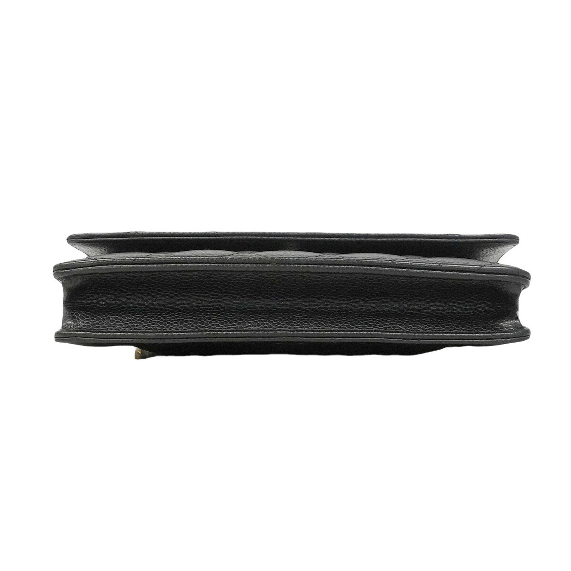 Chanel Black Grained Calfskin Chain/Shoulder Wallet (Pre-Owned)