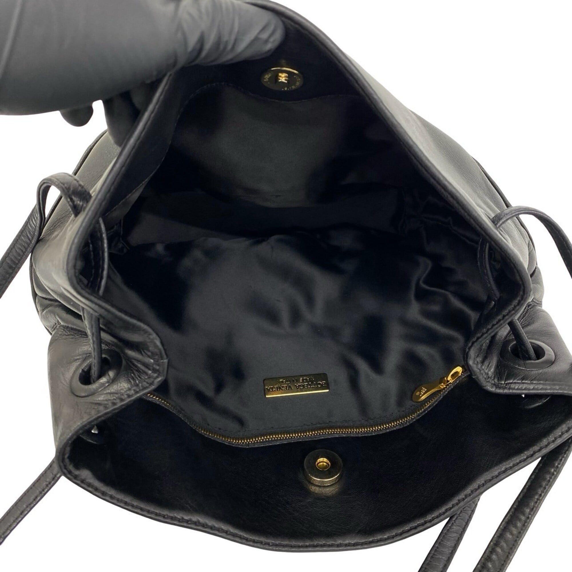 Bottega Veneta Black Leather Shoulder Bag Tote Bag (Pre-Owned)