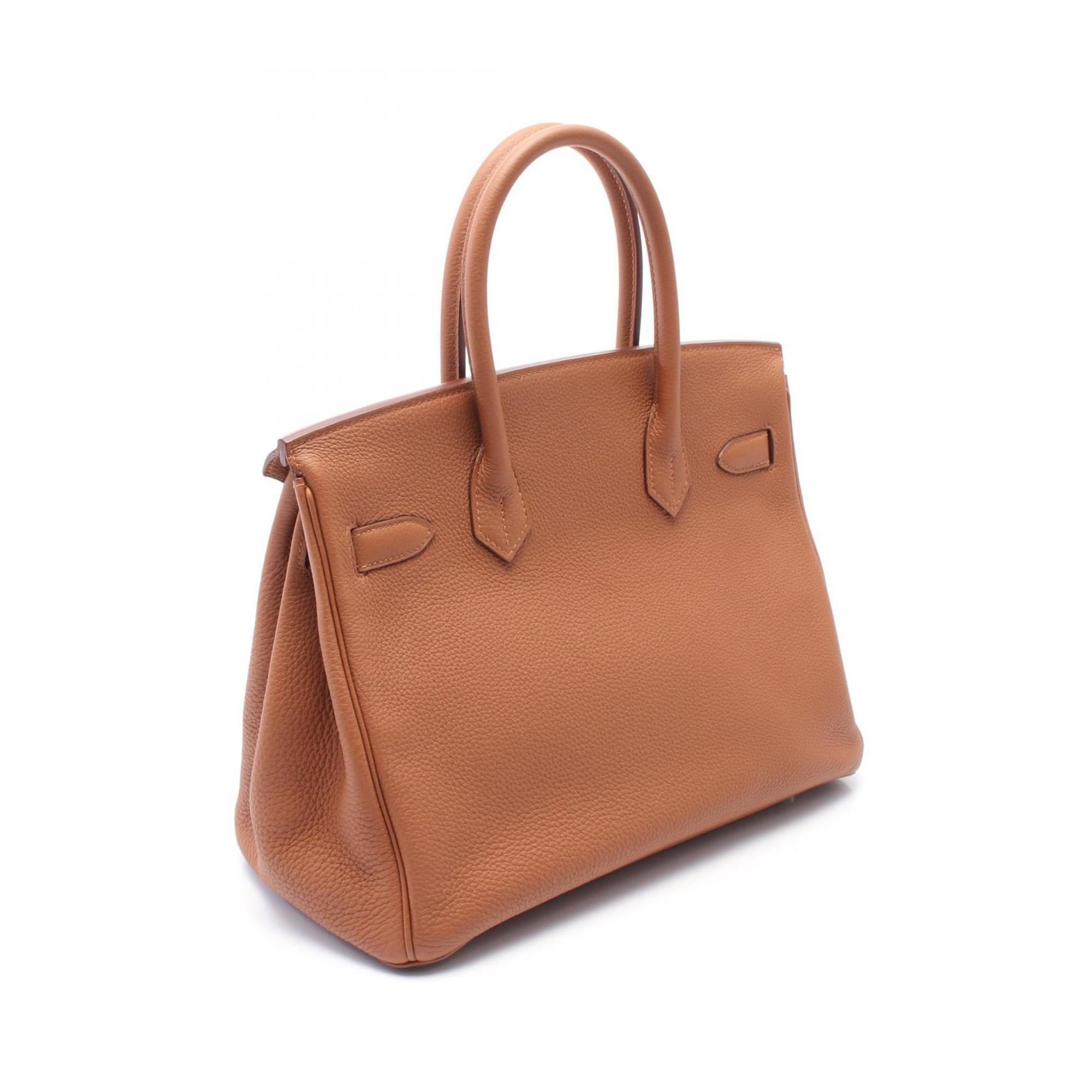 Hermes Brown Gold Yellow Togo Leather Swift Leather Handbag (Pre-Owned)