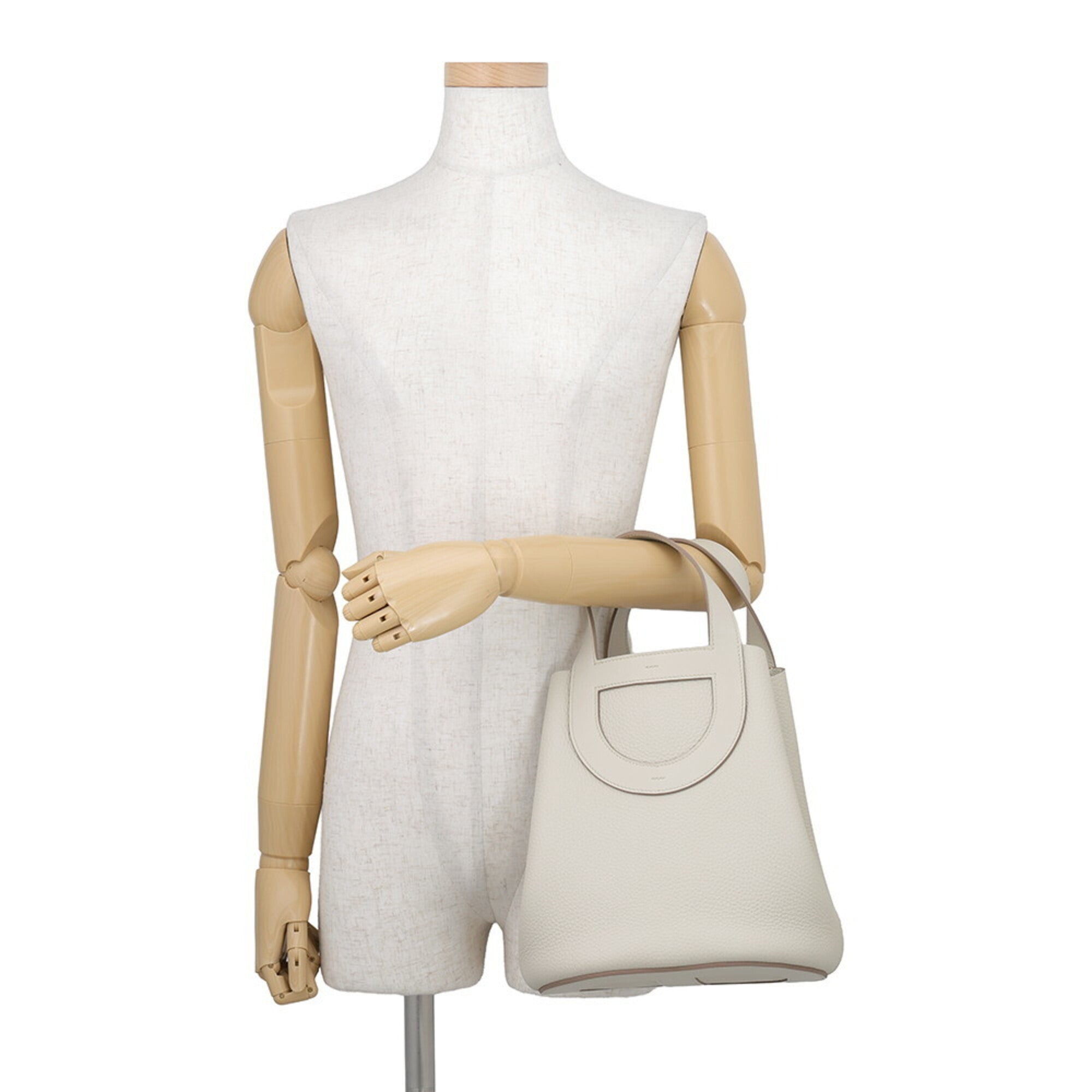 Hermes Light Gray Taurillon Clemence Leather Swift Leather Tote Bag (Pre-Owned)