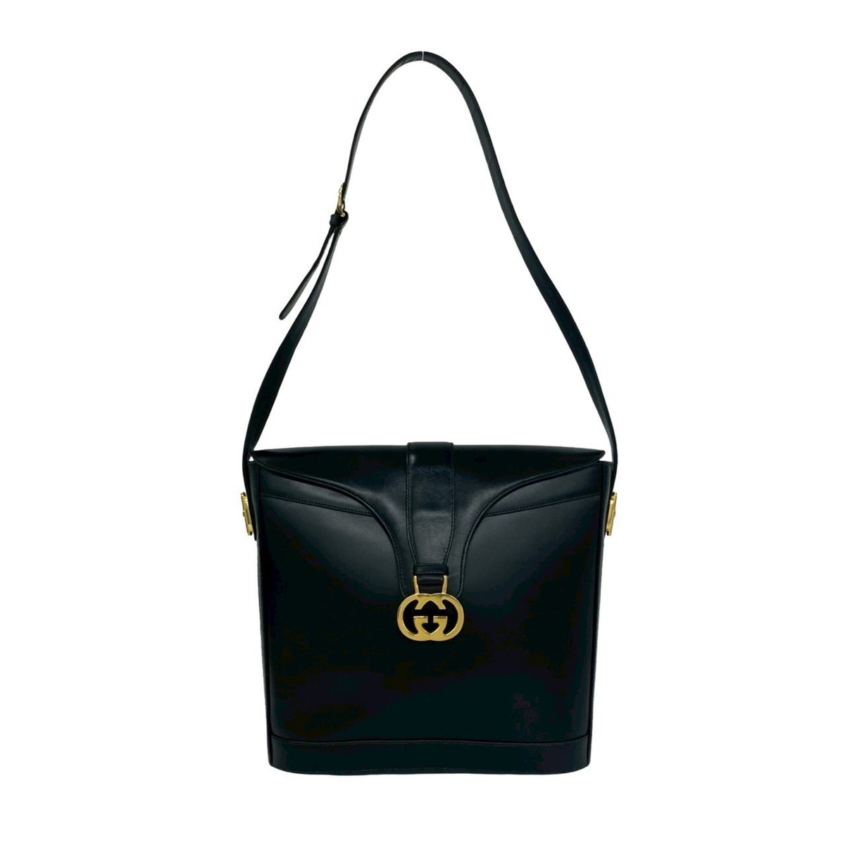 Gucci Black Green Red Color Leather Shoulder Bag (Pre-Owned)