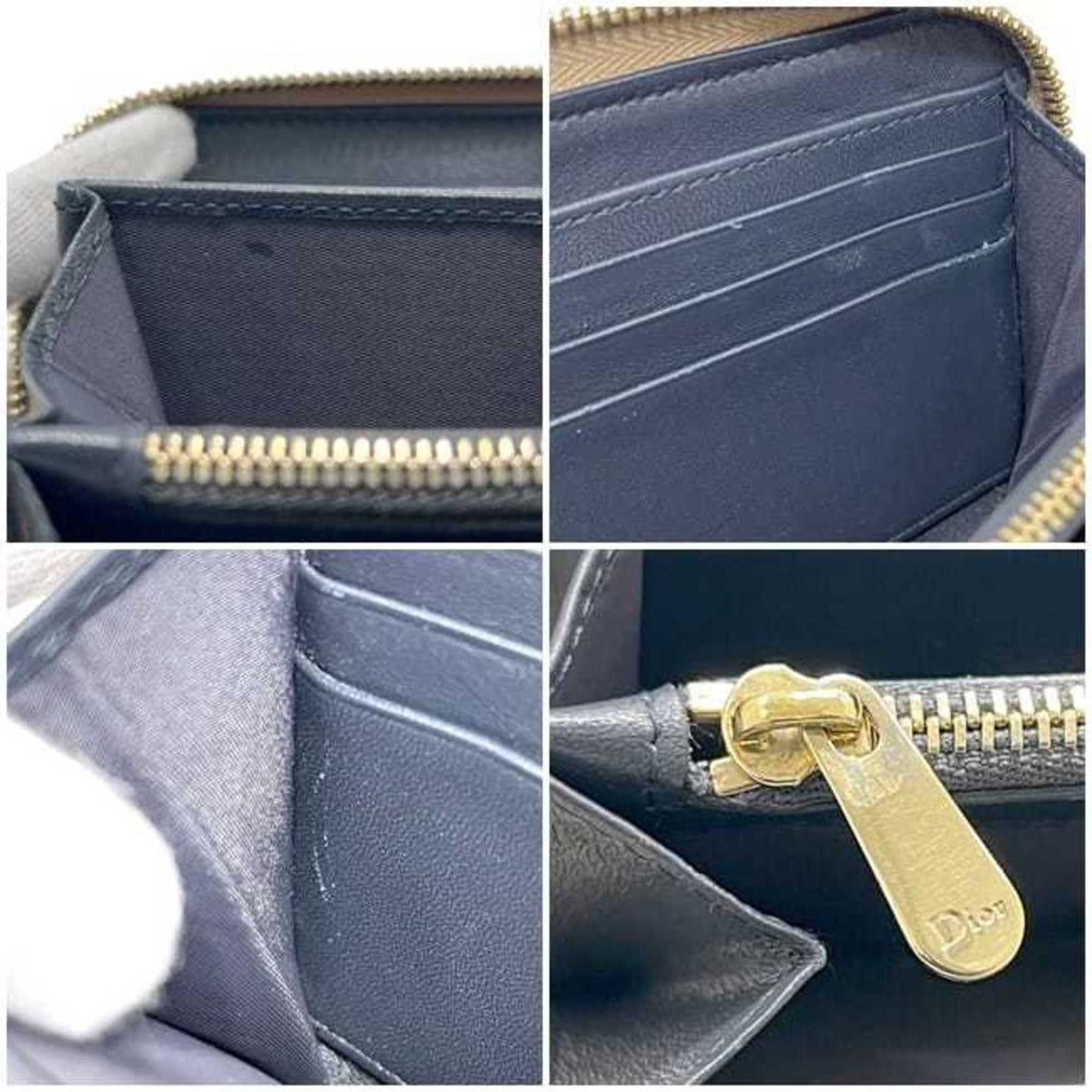 Christian Dior Gold Leather Long Wallet (Bi-Fold) (Pre-Owned)