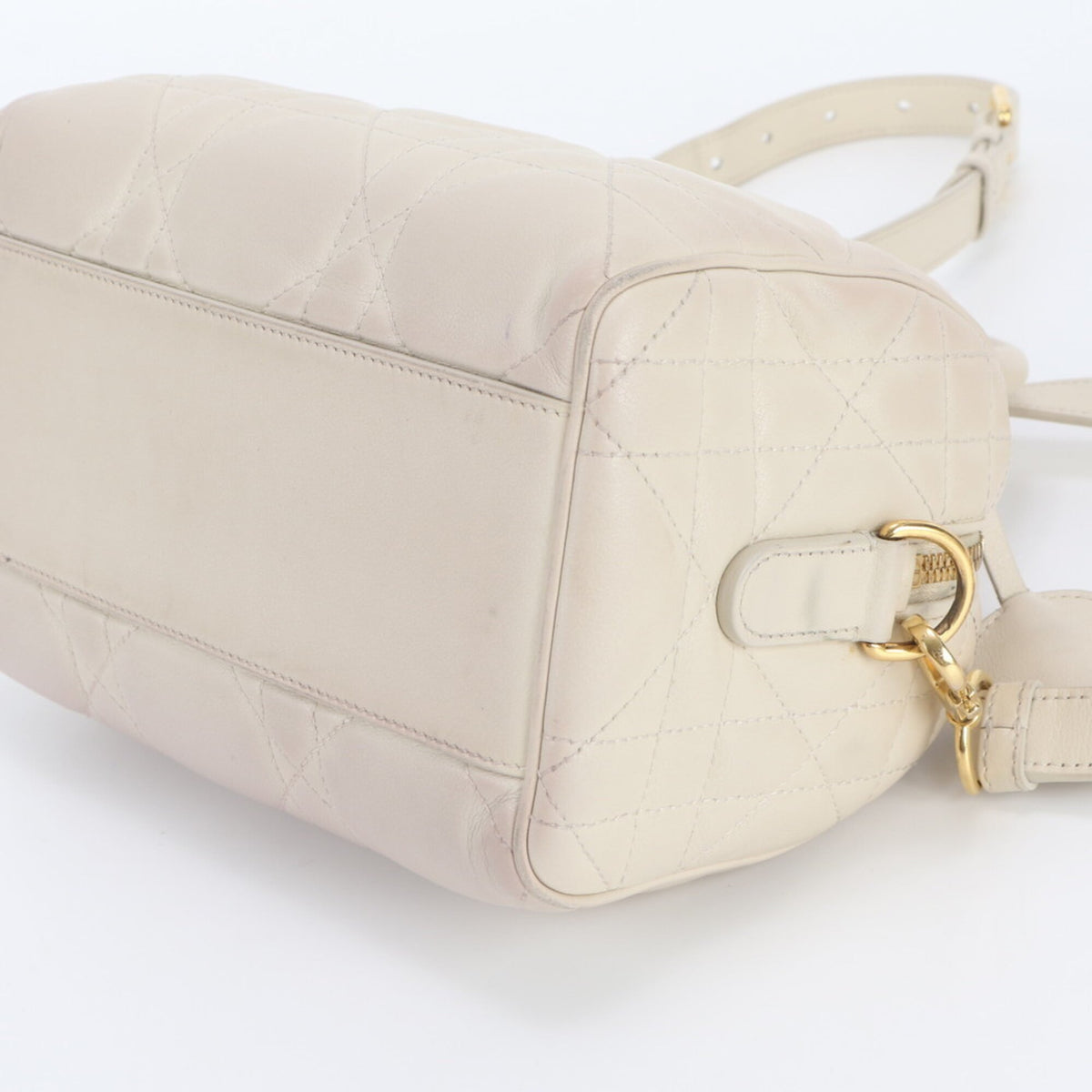 Christian Dior Cream Leather Boston Bag Shoulder Bag (Pre-Owned)