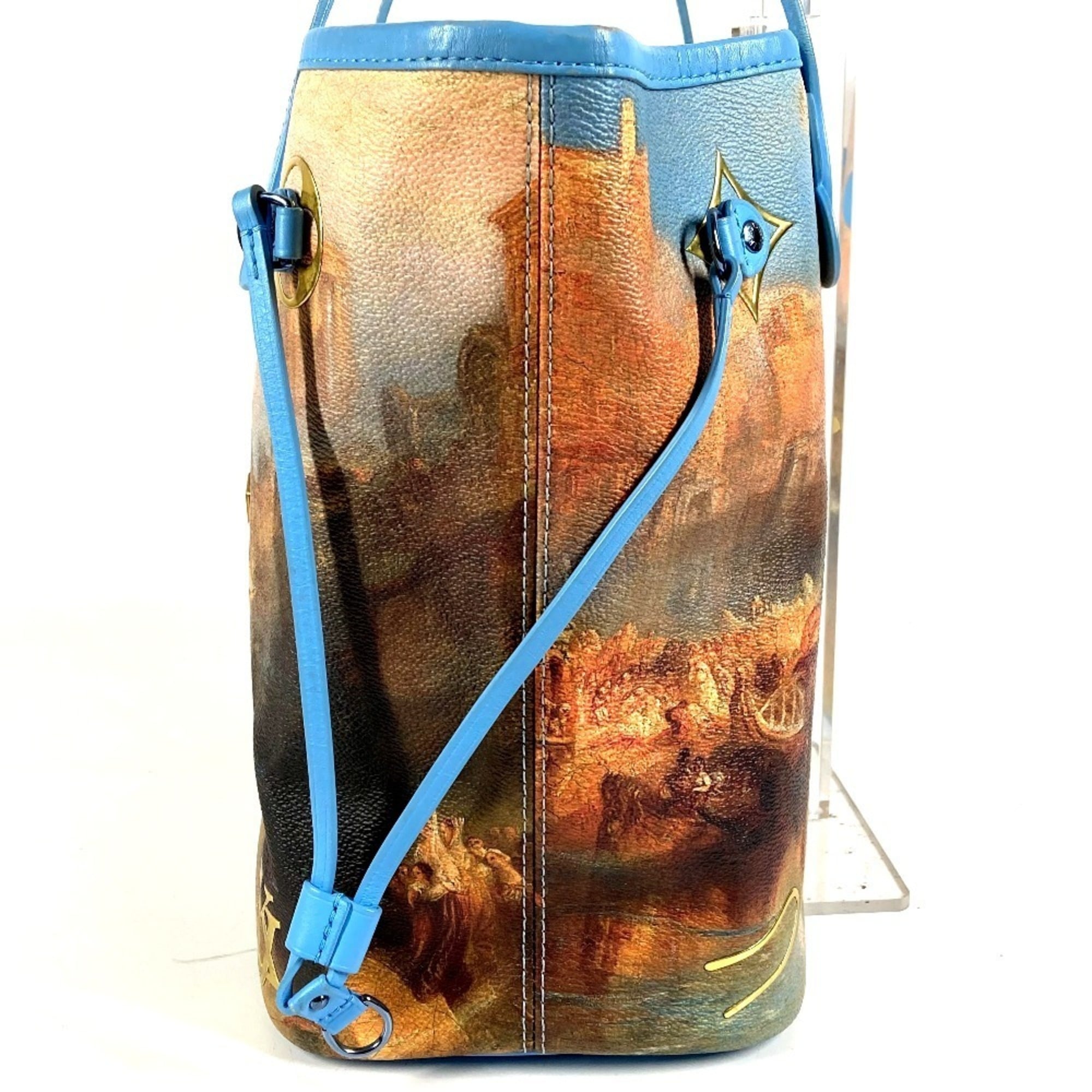 Louis Vuitton Blue Leather Coated Canvas Pouch Shoulder Bag Tote Bag (Pre-Owned)