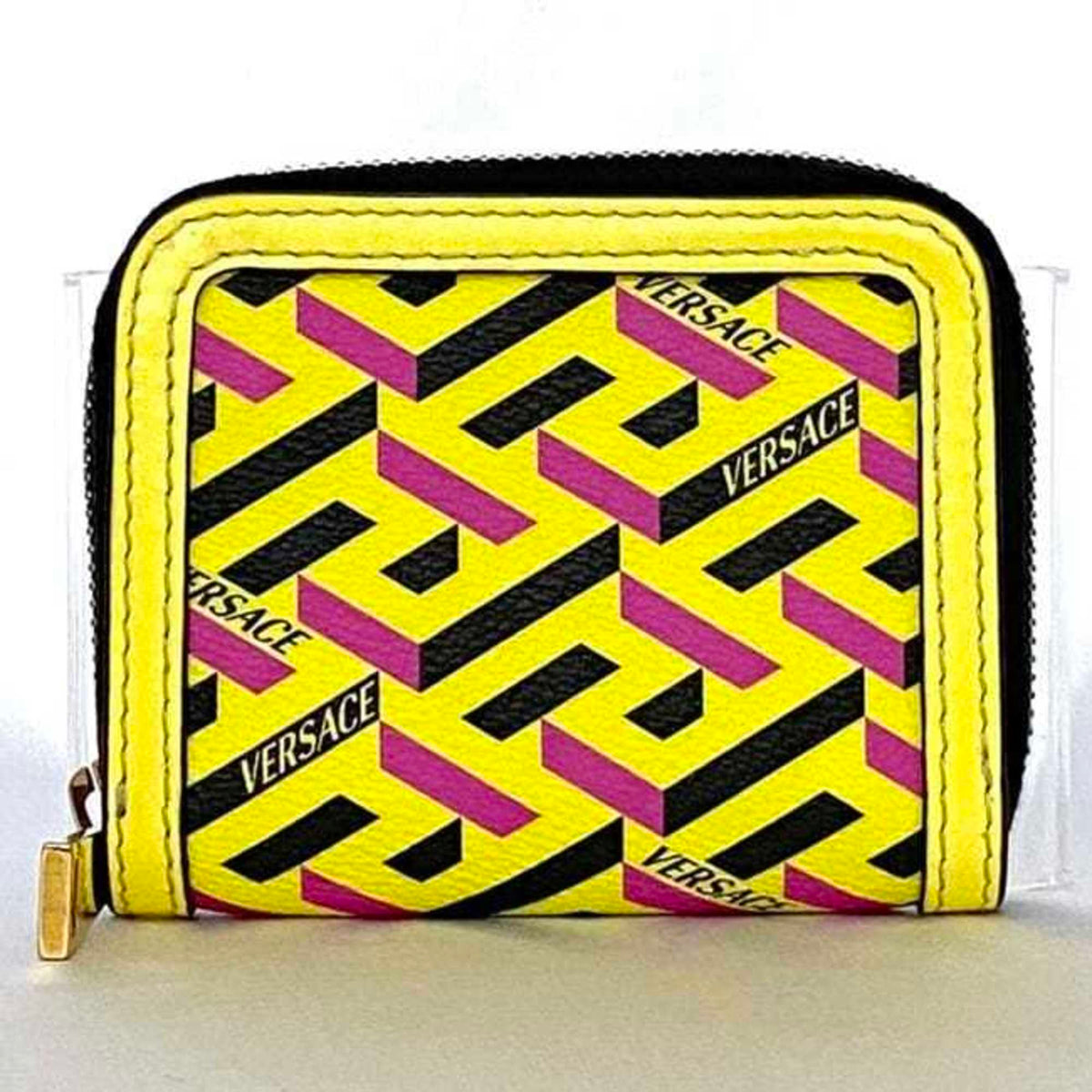 Versace Yellow Leather Coin Purse/Coin Case (Pre-Owned)