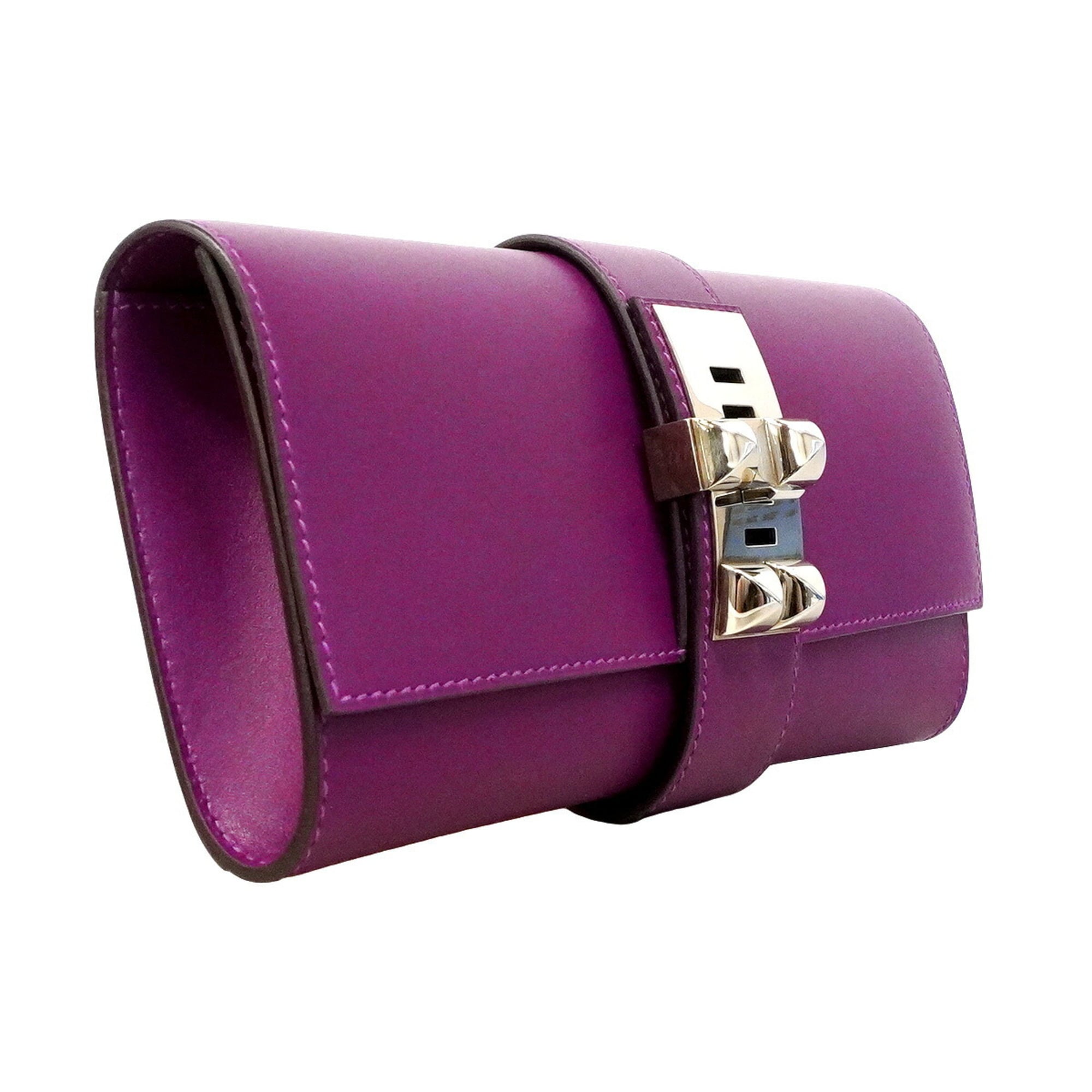 Hermes Violet Tadelakt Leather Clutch Bag (Pre-Owned)
