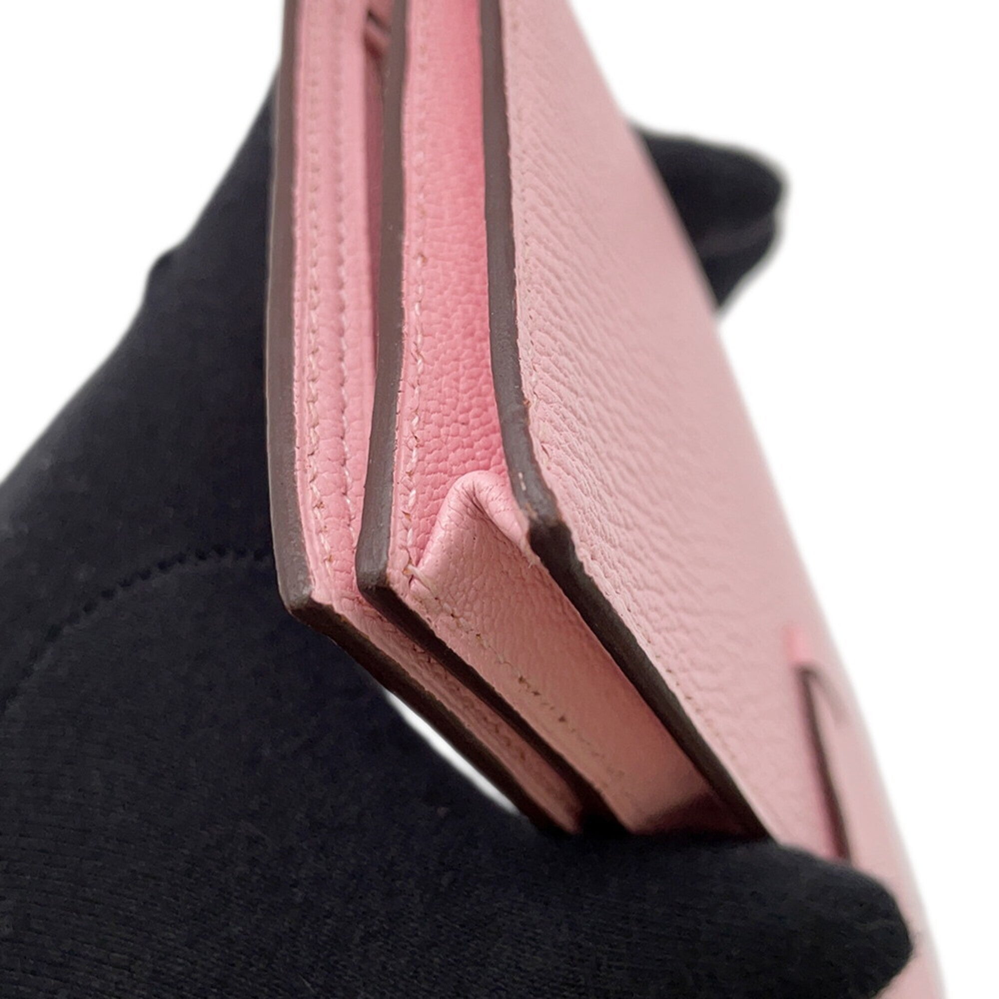 Hermes Rose Sakura Chevre Myzore Leather Long Wallet (Bi-Fold) (Pre-Owned)